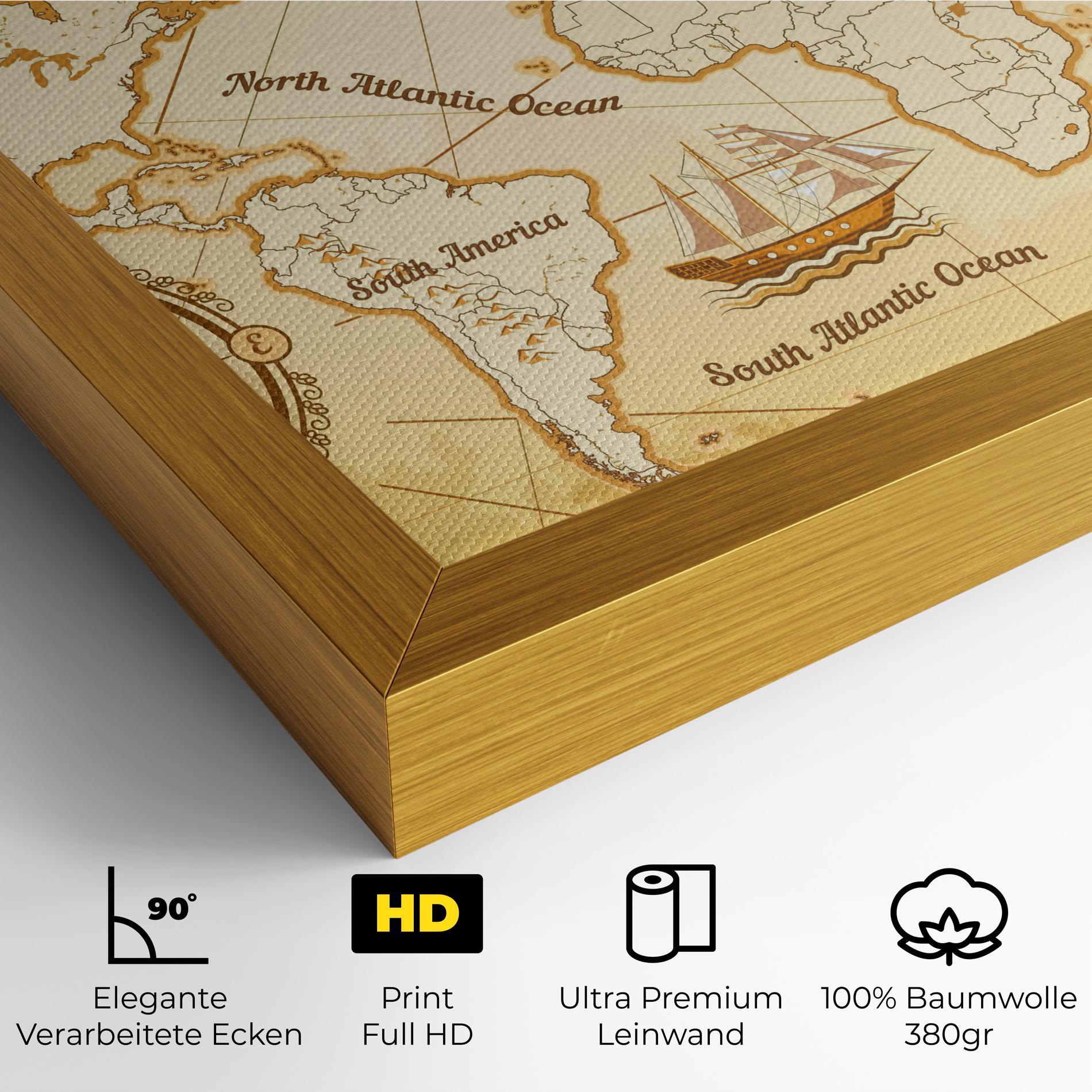 Leinwandbild Gold Old Map mockup 4