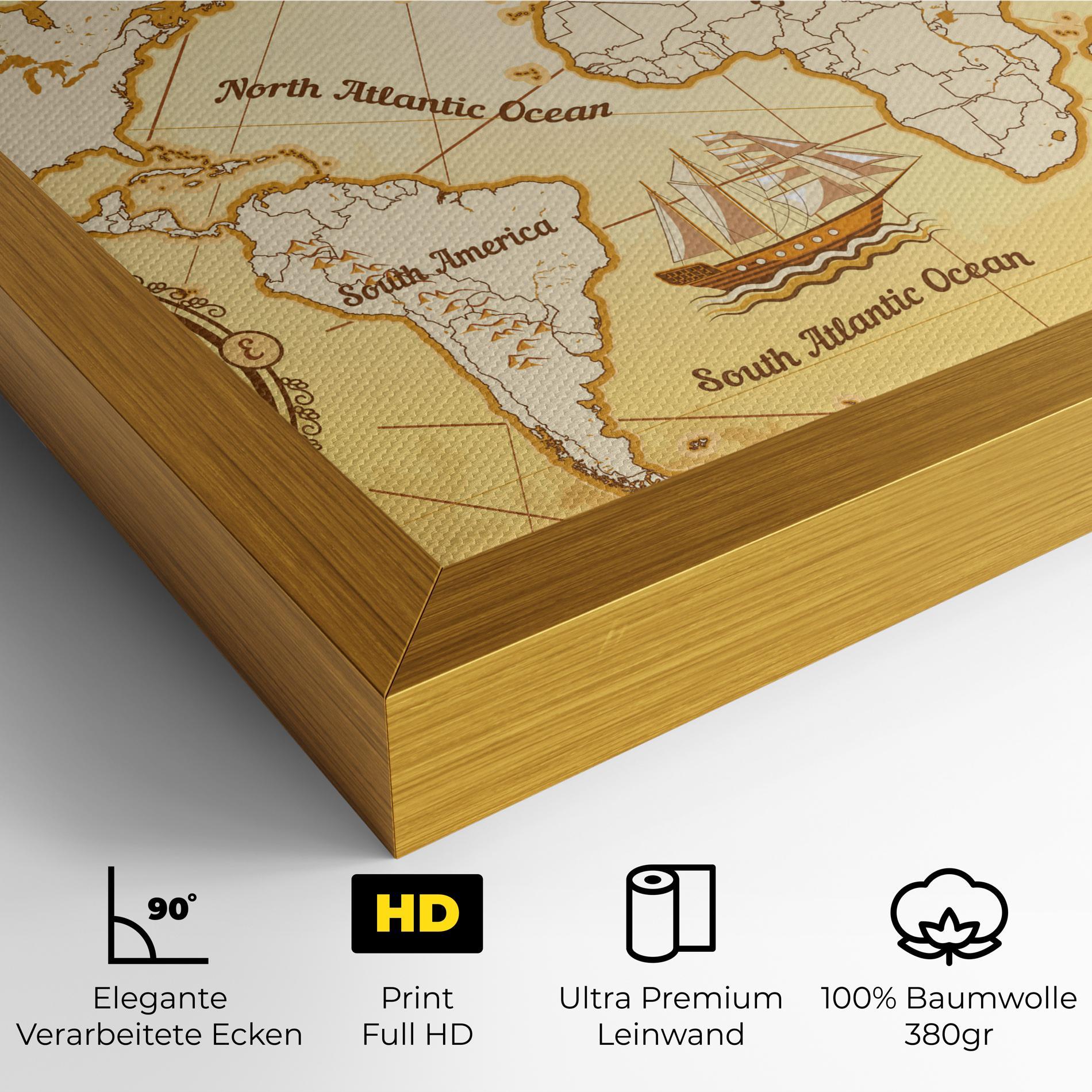 Leinwandbild Gold Vintage Map mockup 4