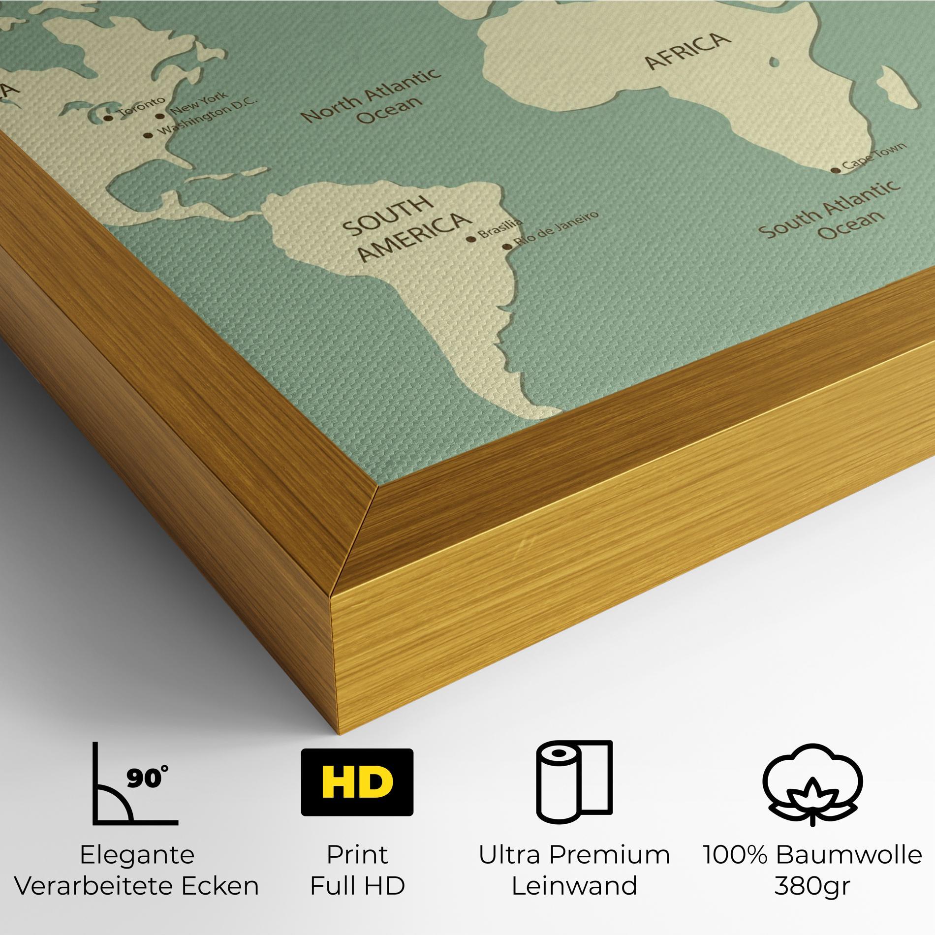 Leinwandbild Green Cream Map mockup 4