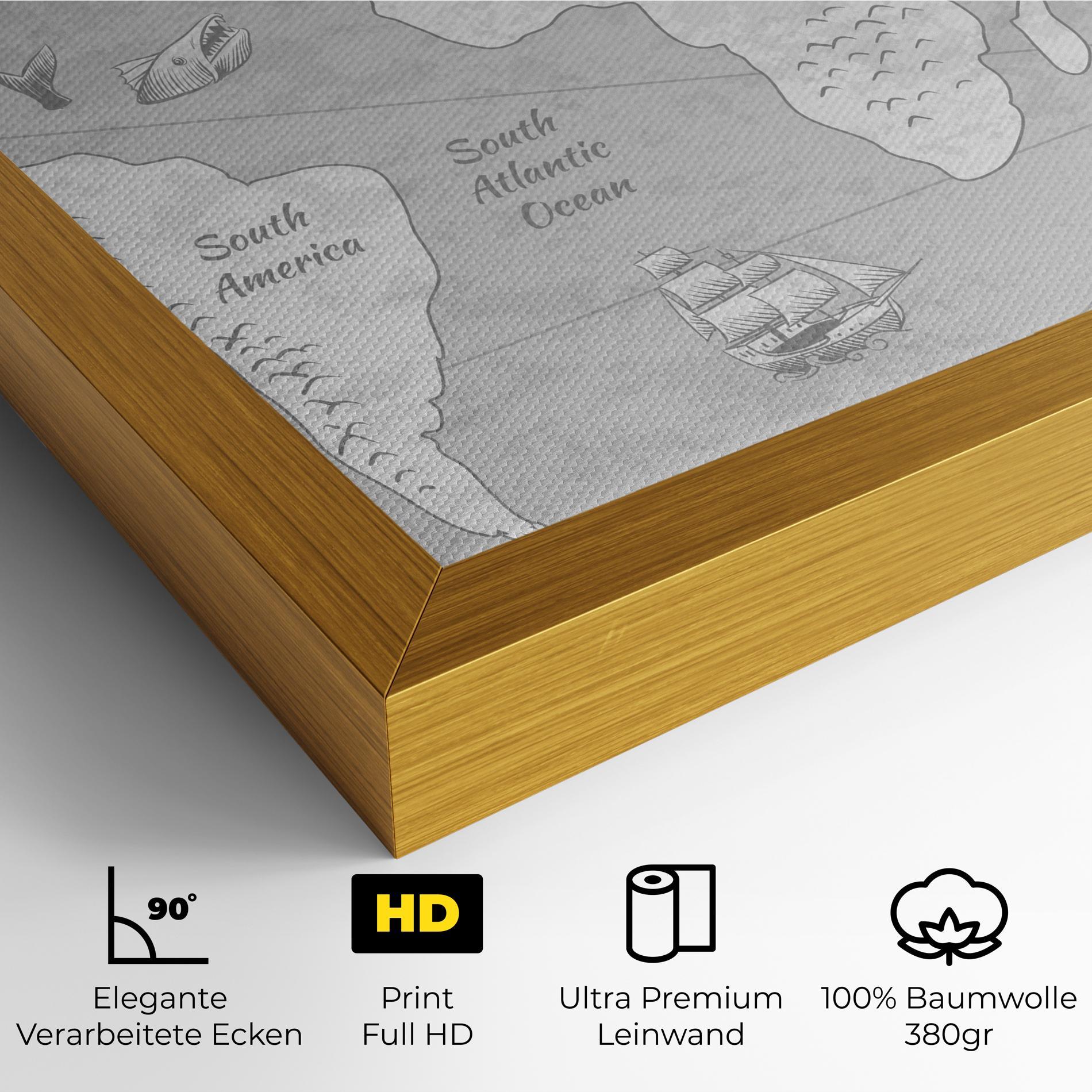 Leinwandbild Grey Old Map mockup 4