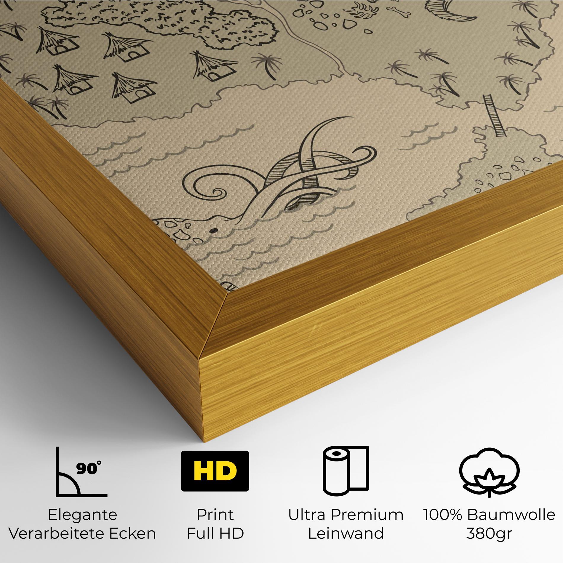 Leinwandbild Island Old Map mockup 4