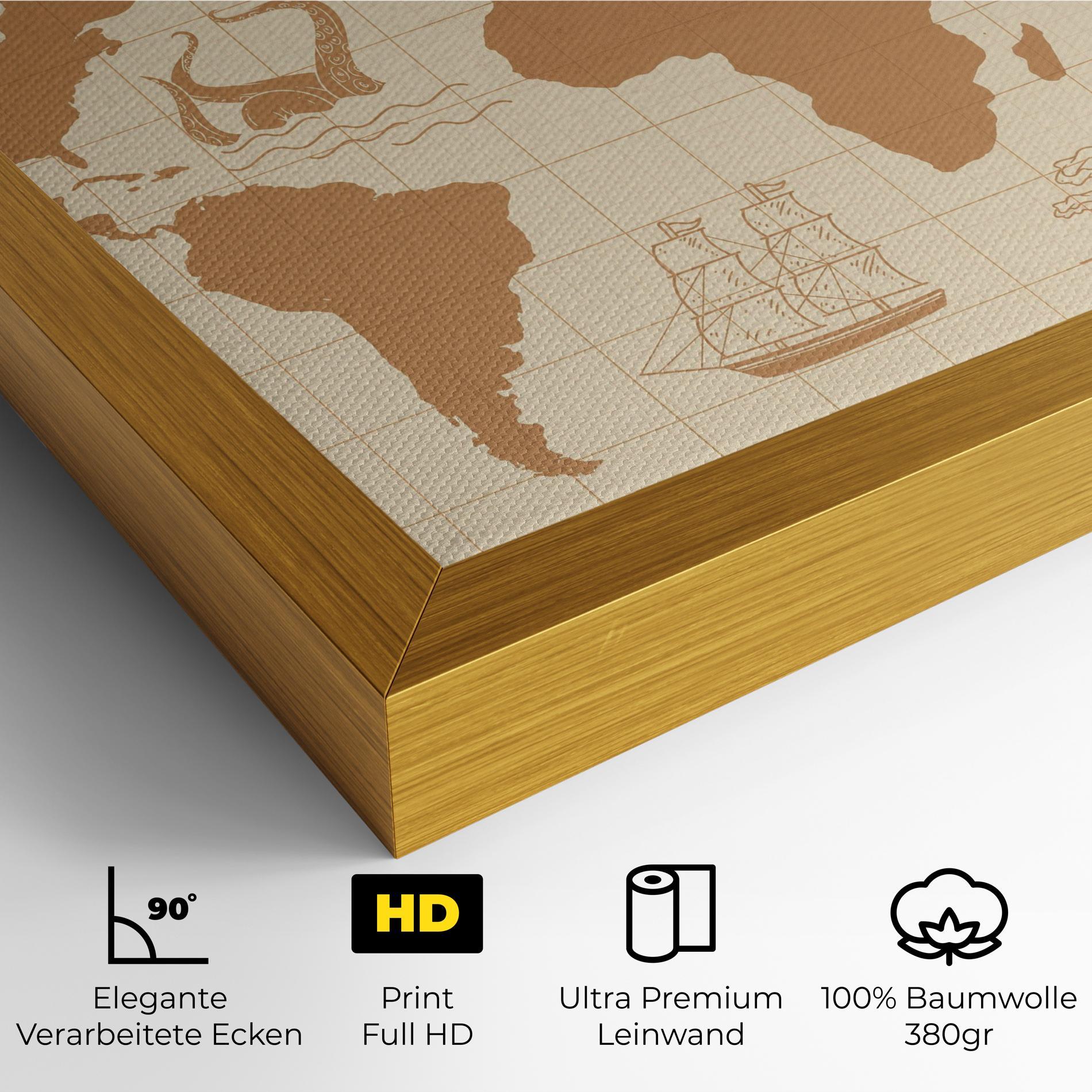 Leinwandbild Light Cream Map mockup 4