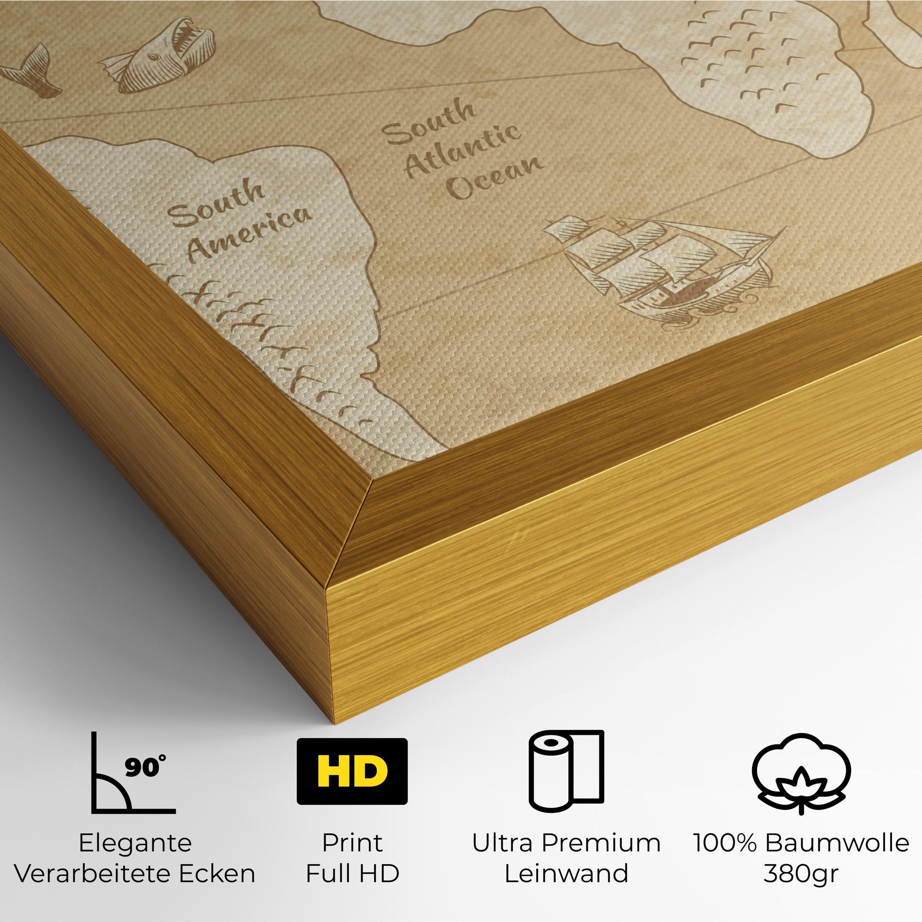 Leinwandbild Old Continents Map mockup 4