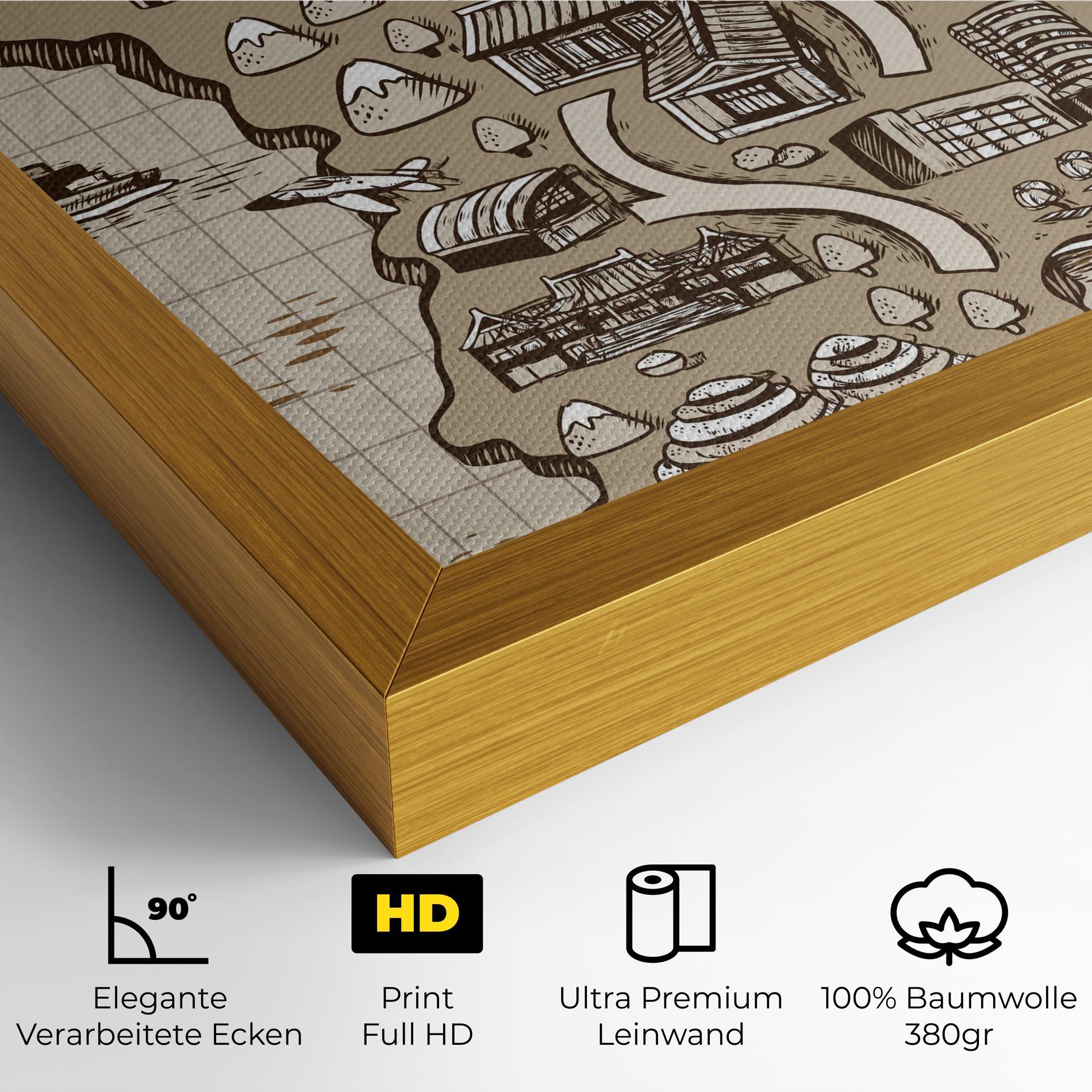 Leinwandbild Old Korea Map mockup 4