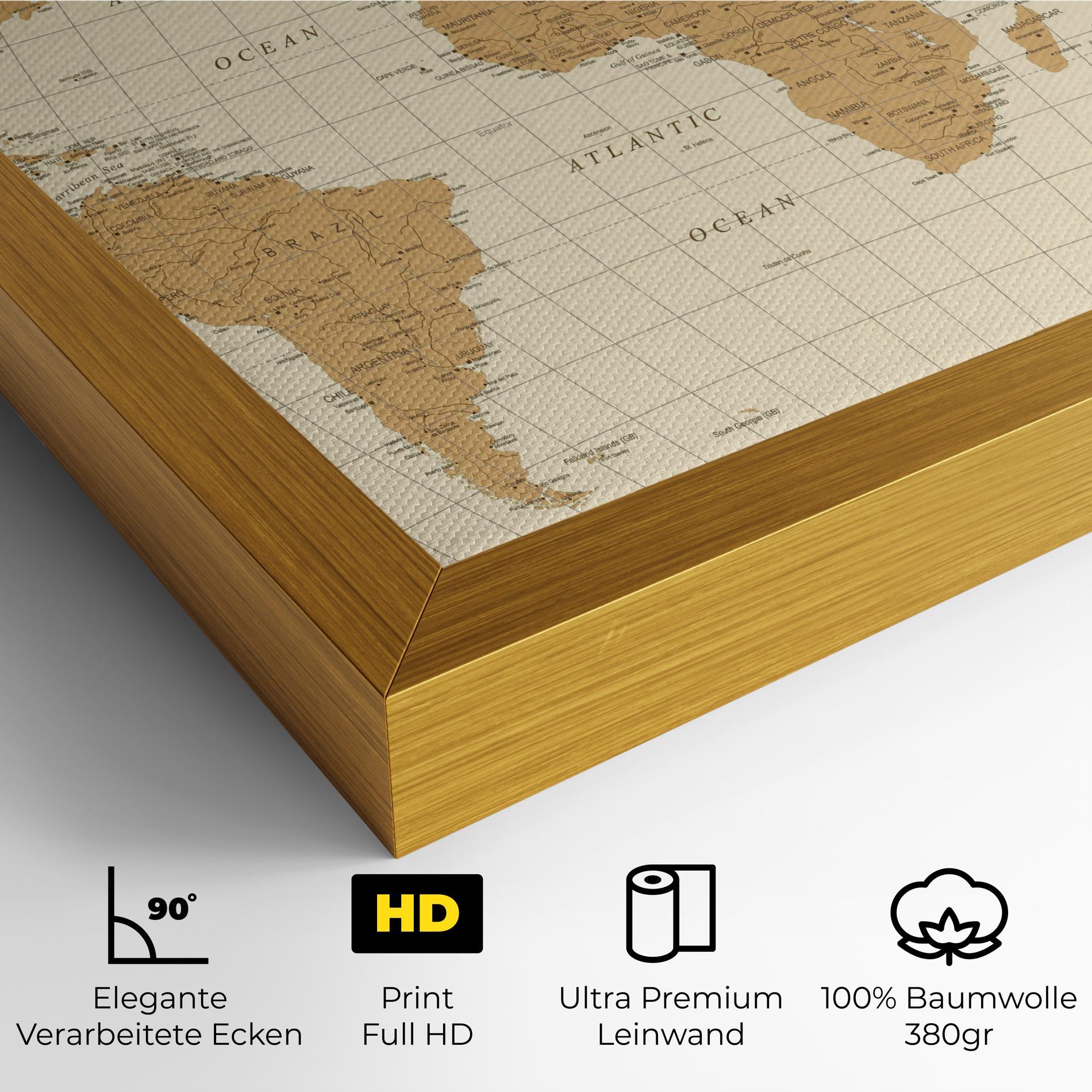 Leinwandbild Old Map Cream mockup 4