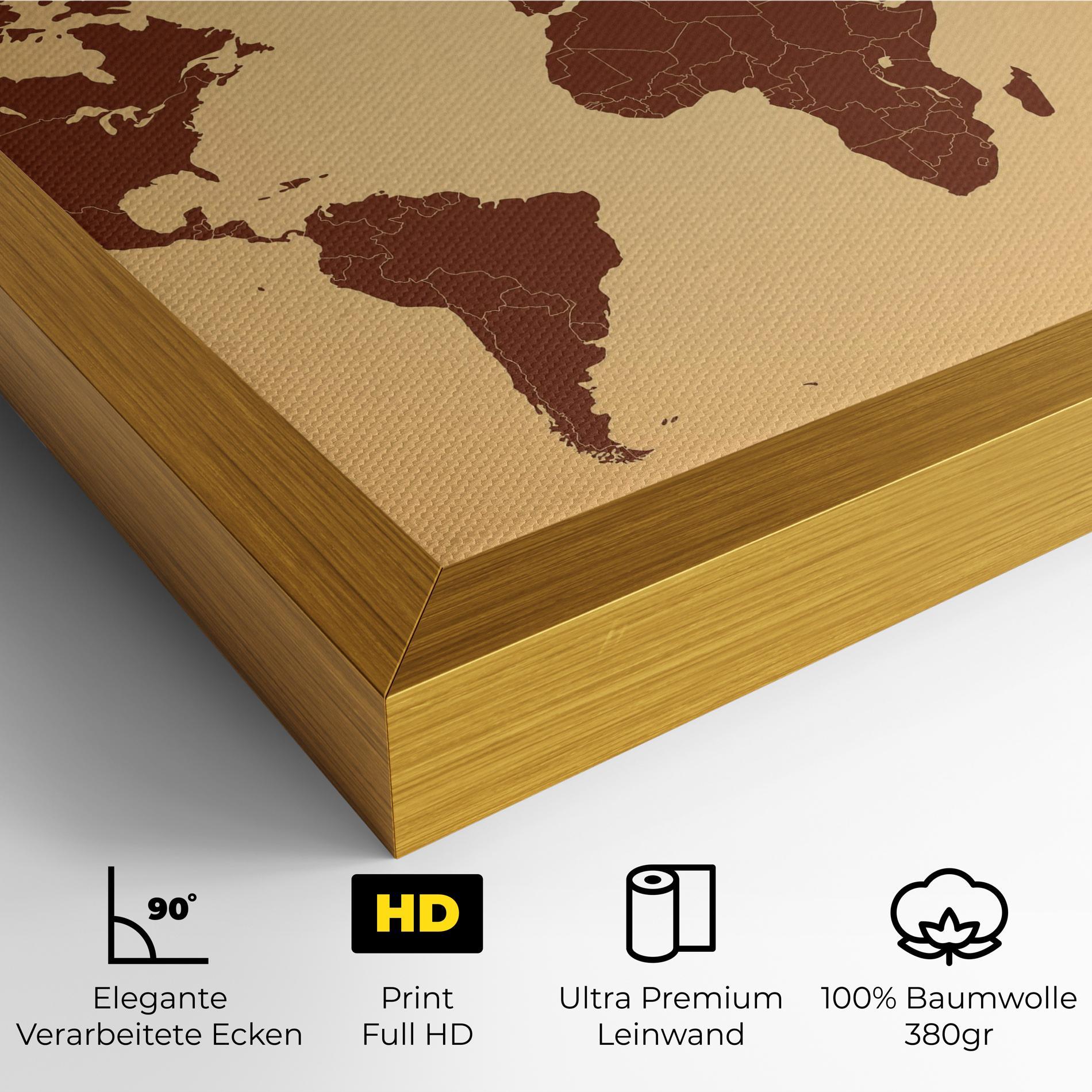 Leinwandbild Vintage World Map mockup 4