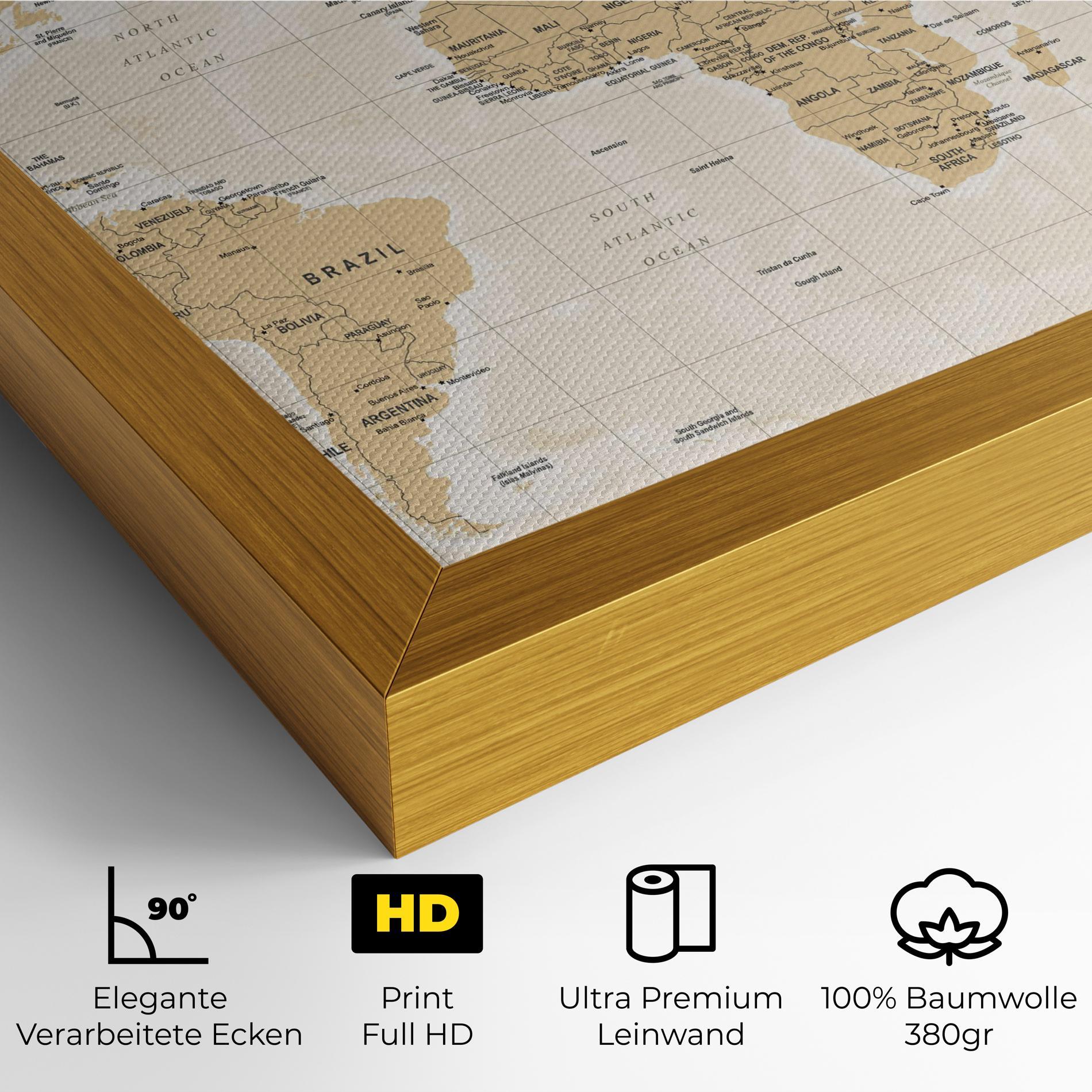 Leinwandbild World Old Map mockup 4