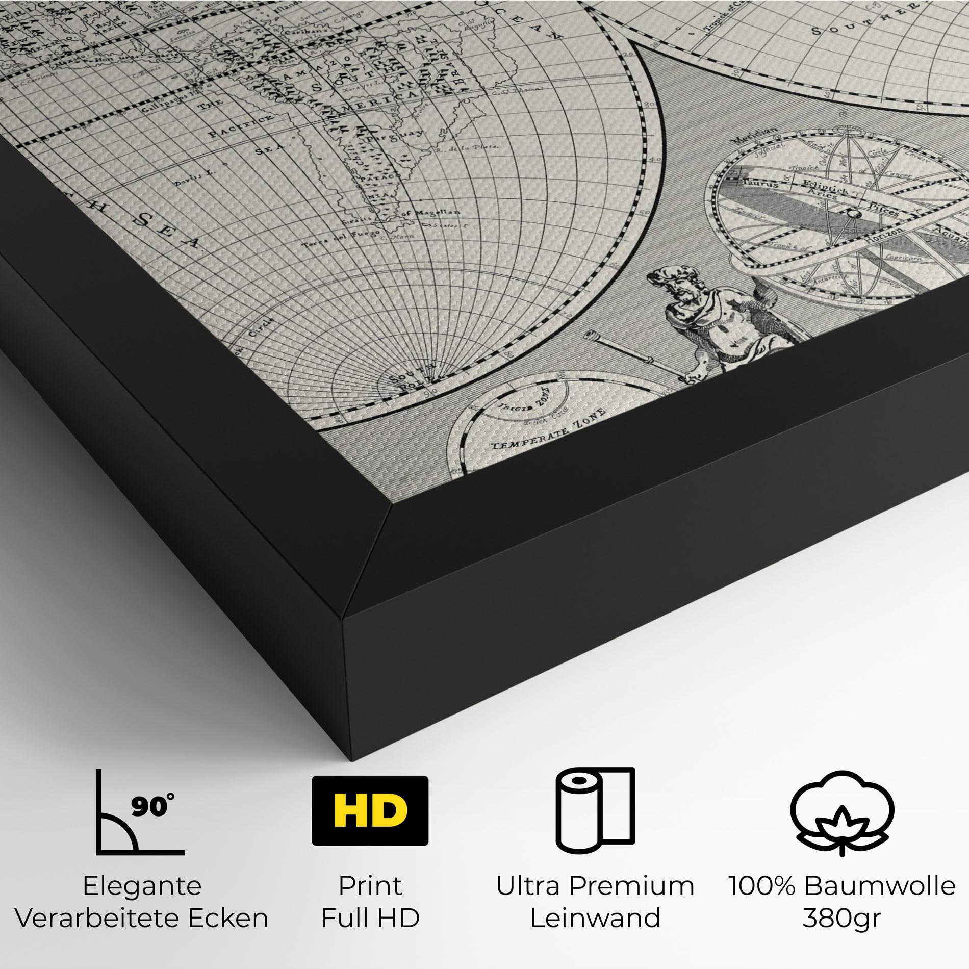 Leinwandbild Black White Map mockup 4