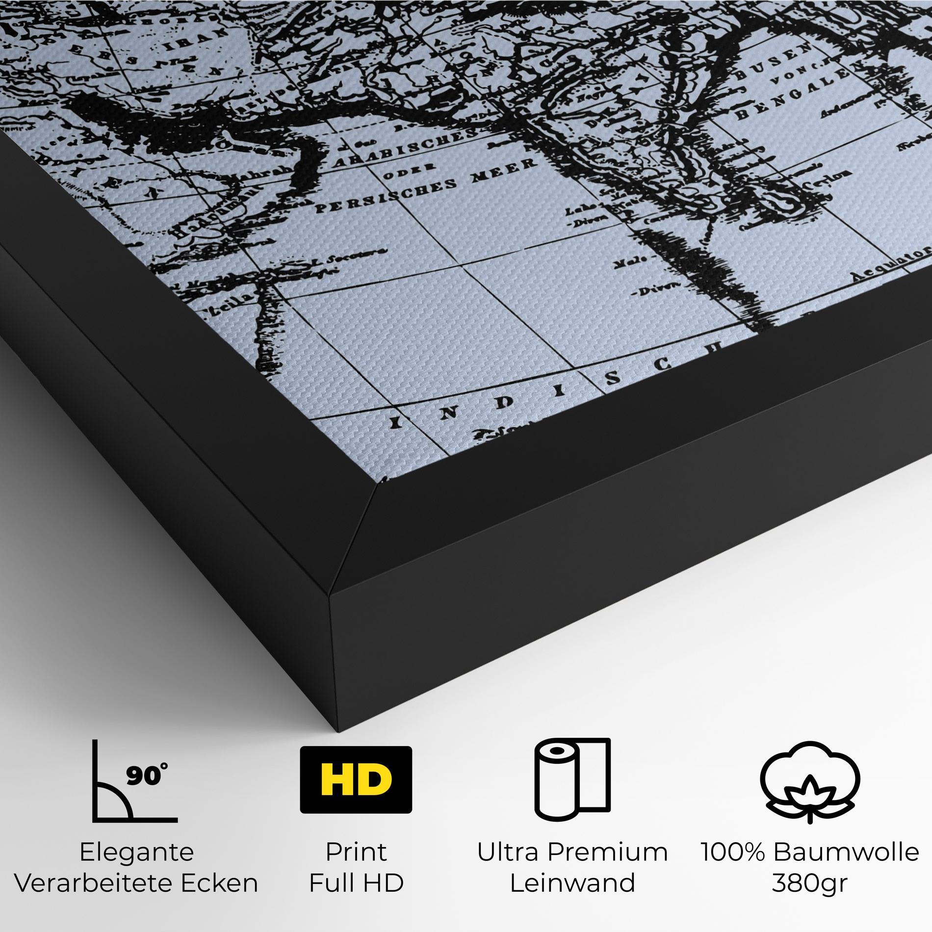 Leinwandbild Blue Old Map mockup 4