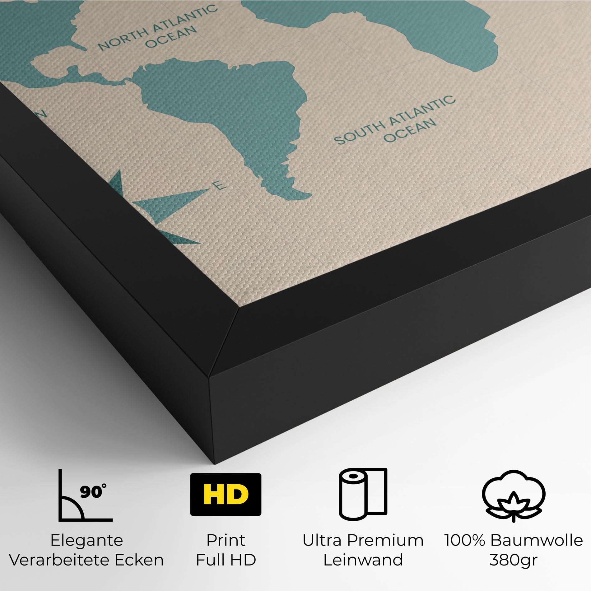 Leinwandbild Cream Blue Map mockup 4