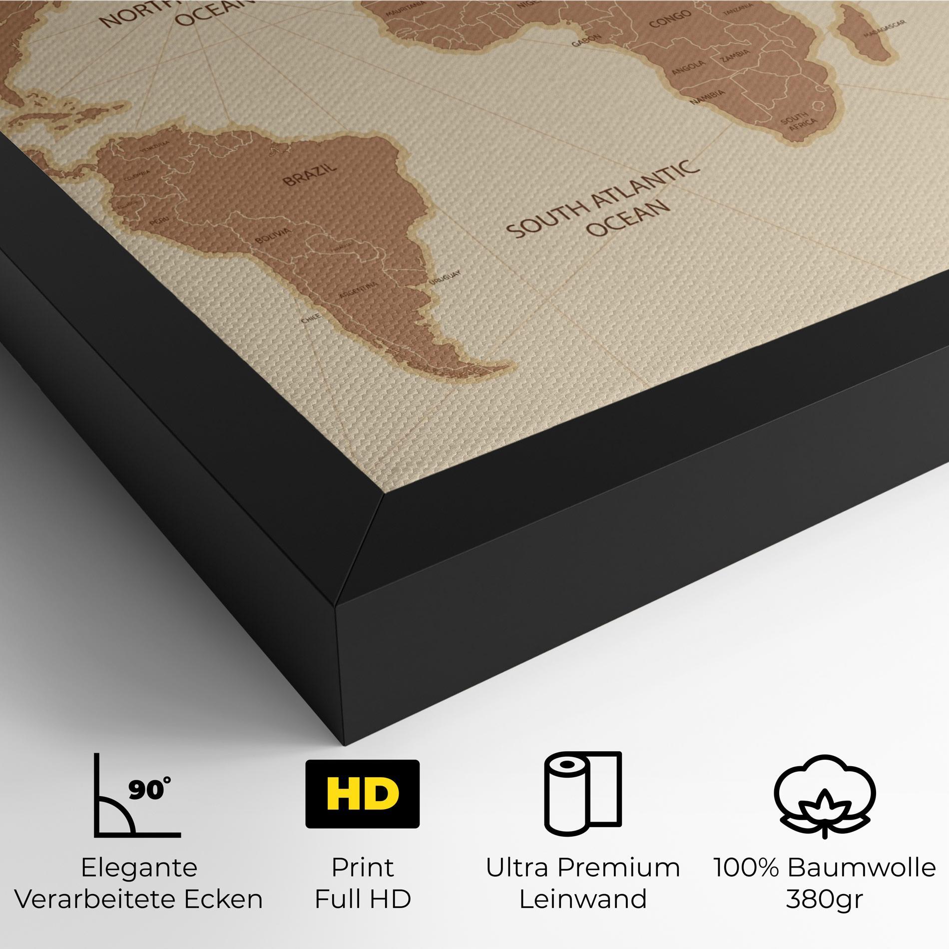 Leinwandbild Cream Map Vintage mockup 4