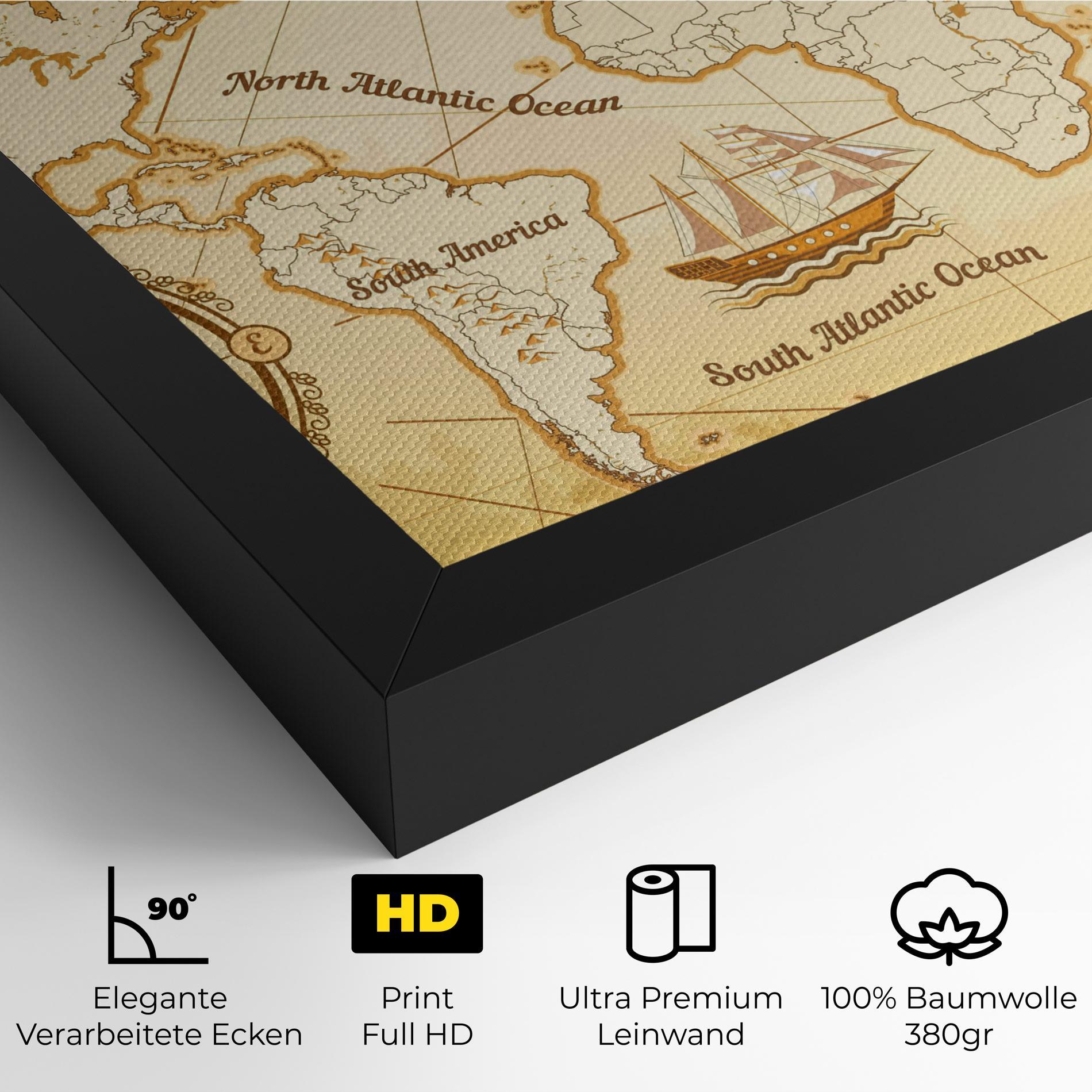 Leinwandbild Gold Old Map mockup 4