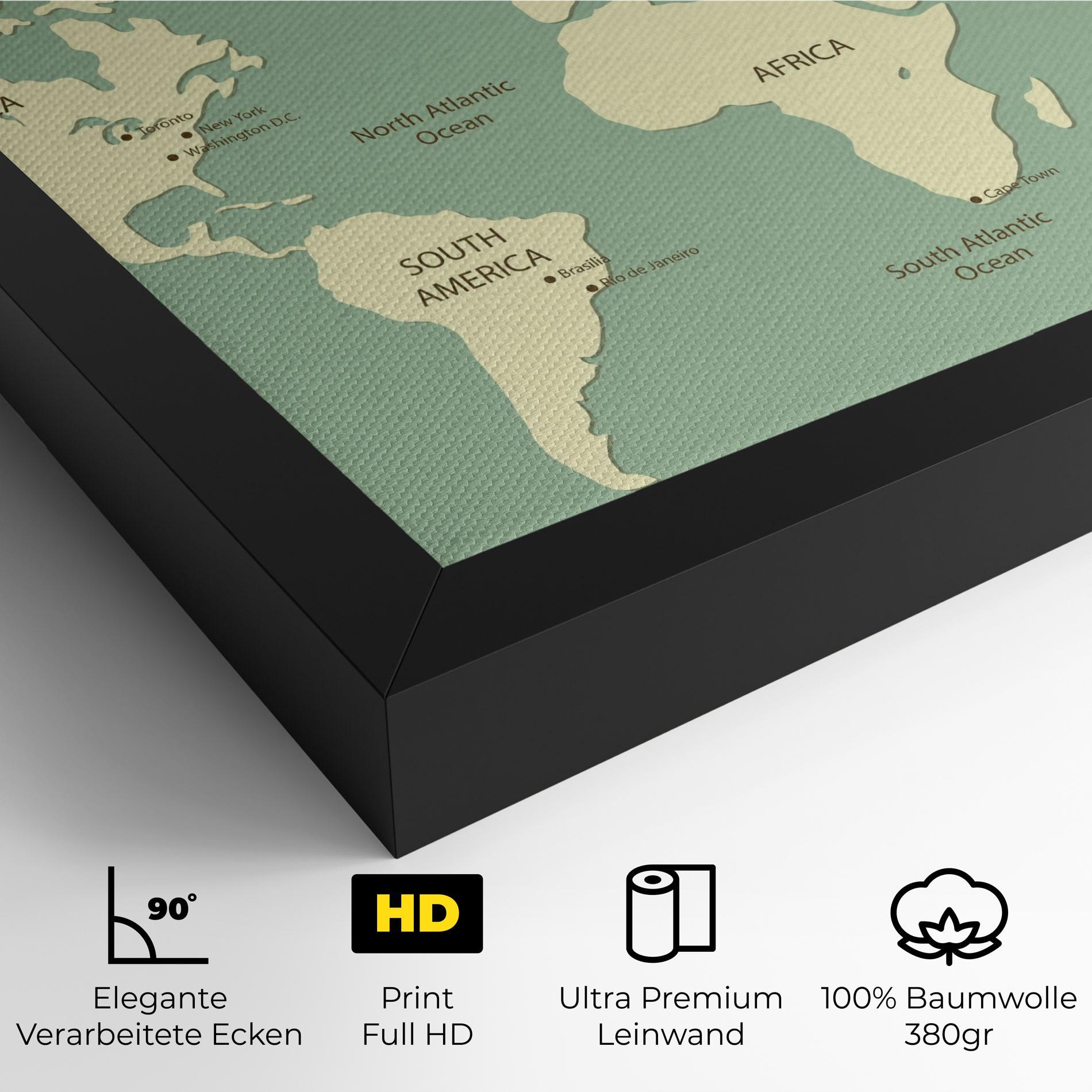 Leinwandbild Green Cream Map mockup 4