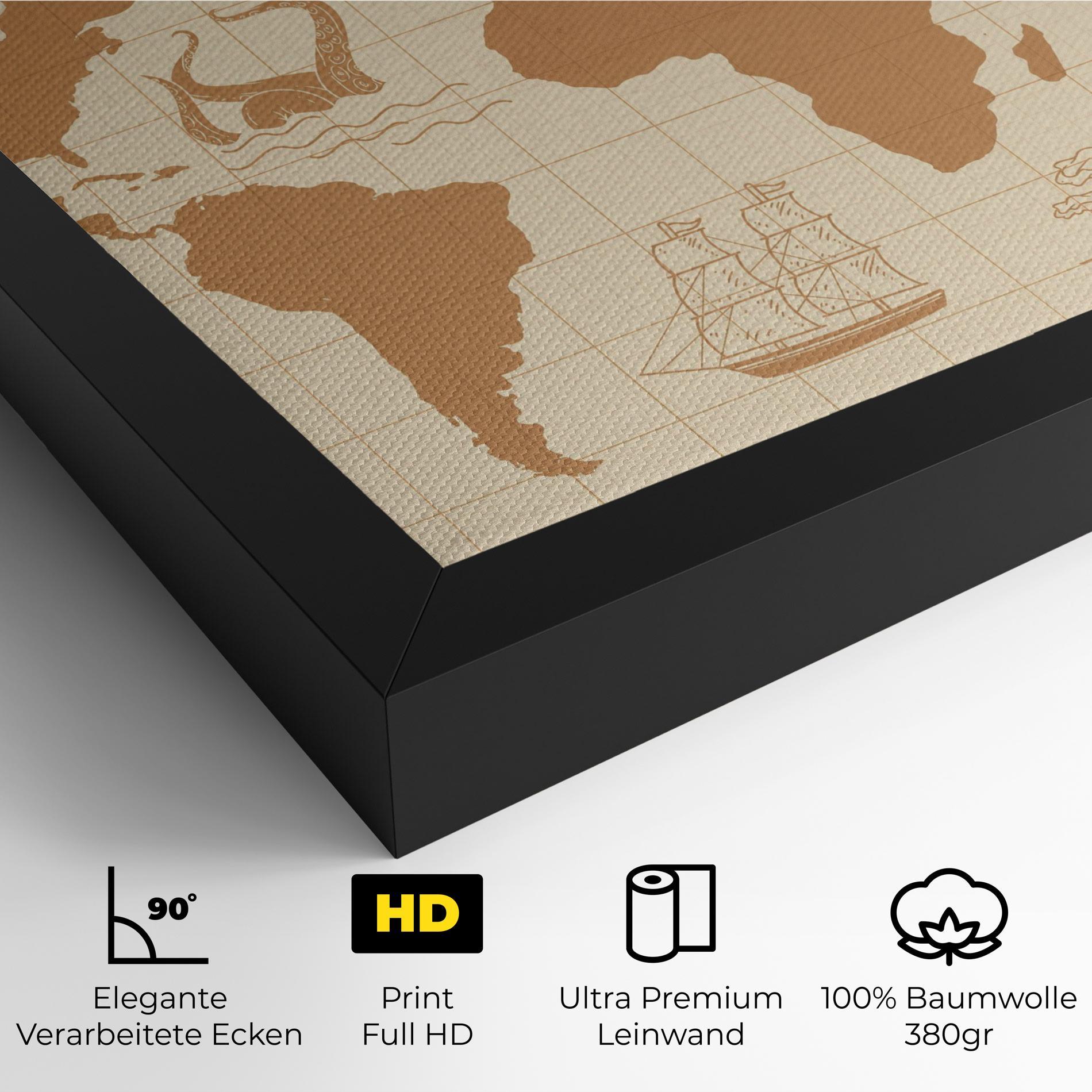 Leinwandbild Light Cream Map mockup 4