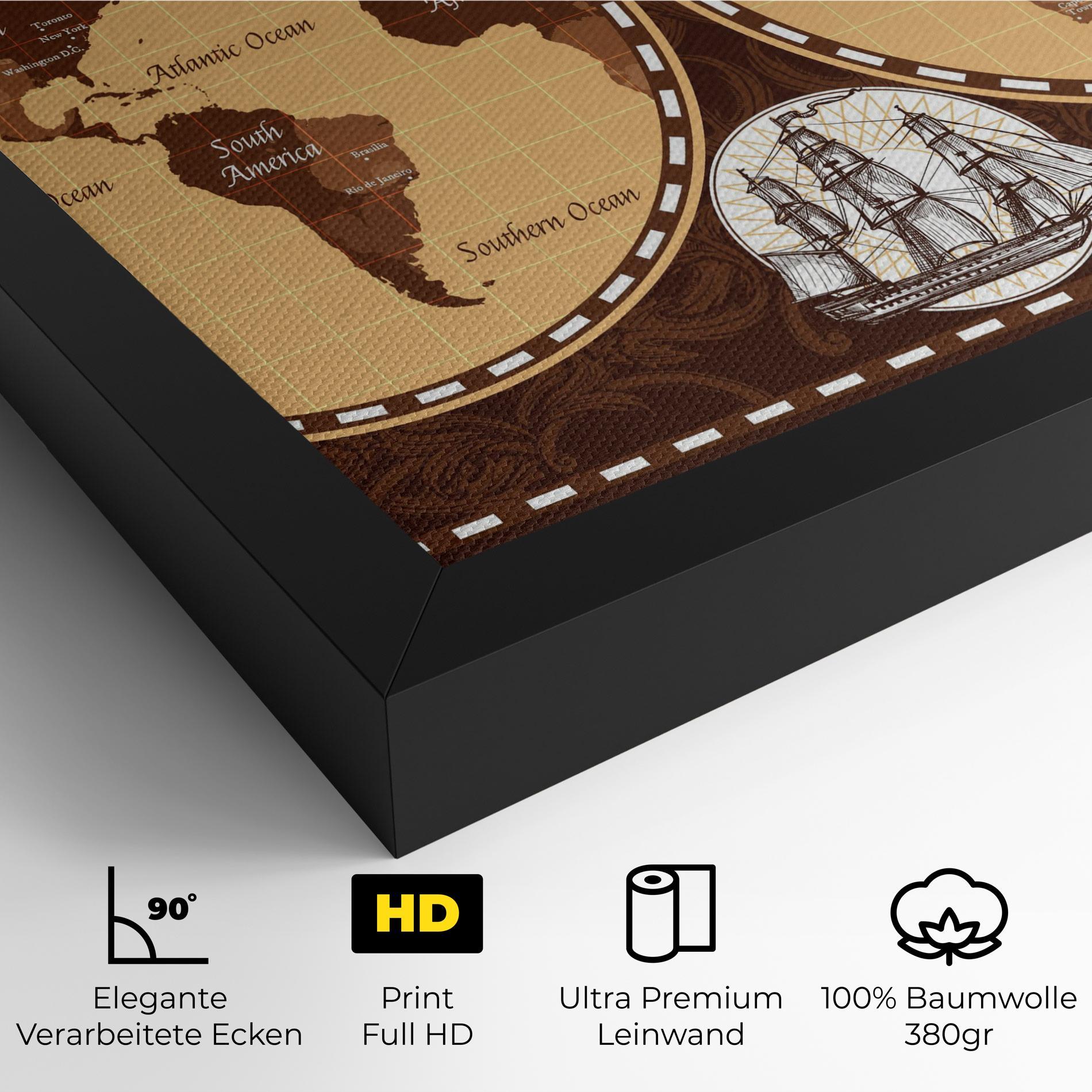 Leinwandbild Old Brown Map mockup 4