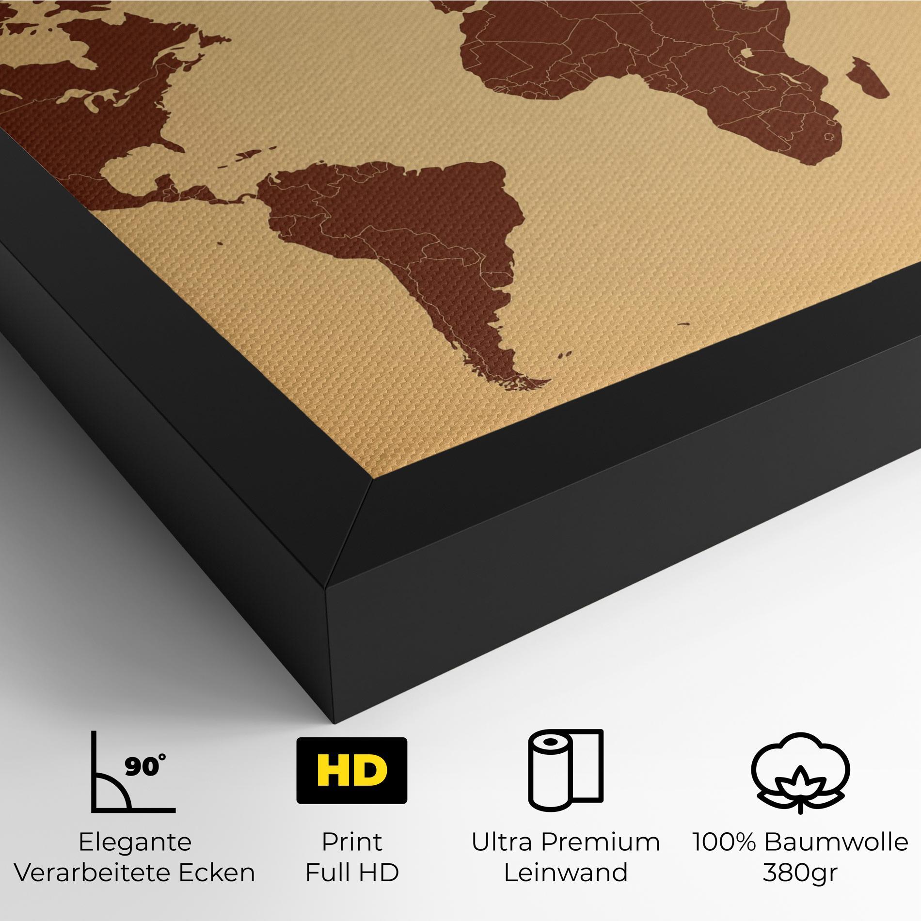 Leinwandbild Vintage World Map mockup 4