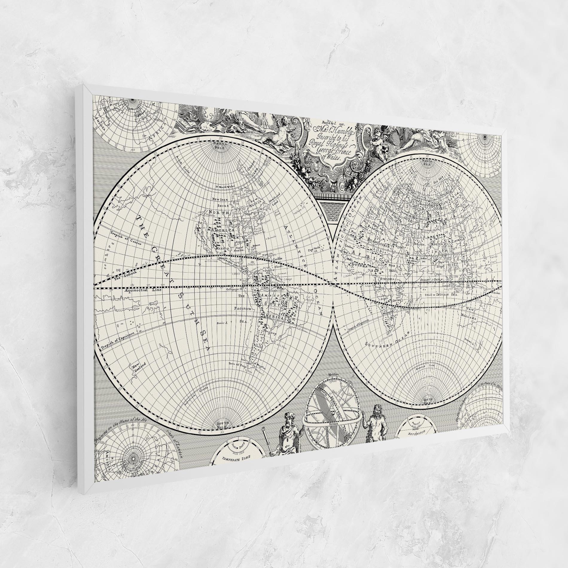 Leinwandbild Black White Map mockup 1