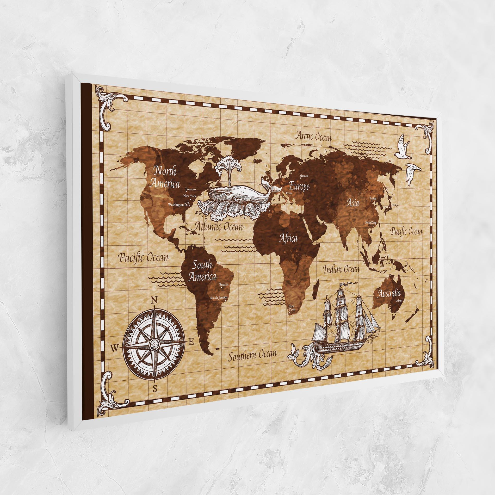 Leinwandbild Brown Old Map mockup 1