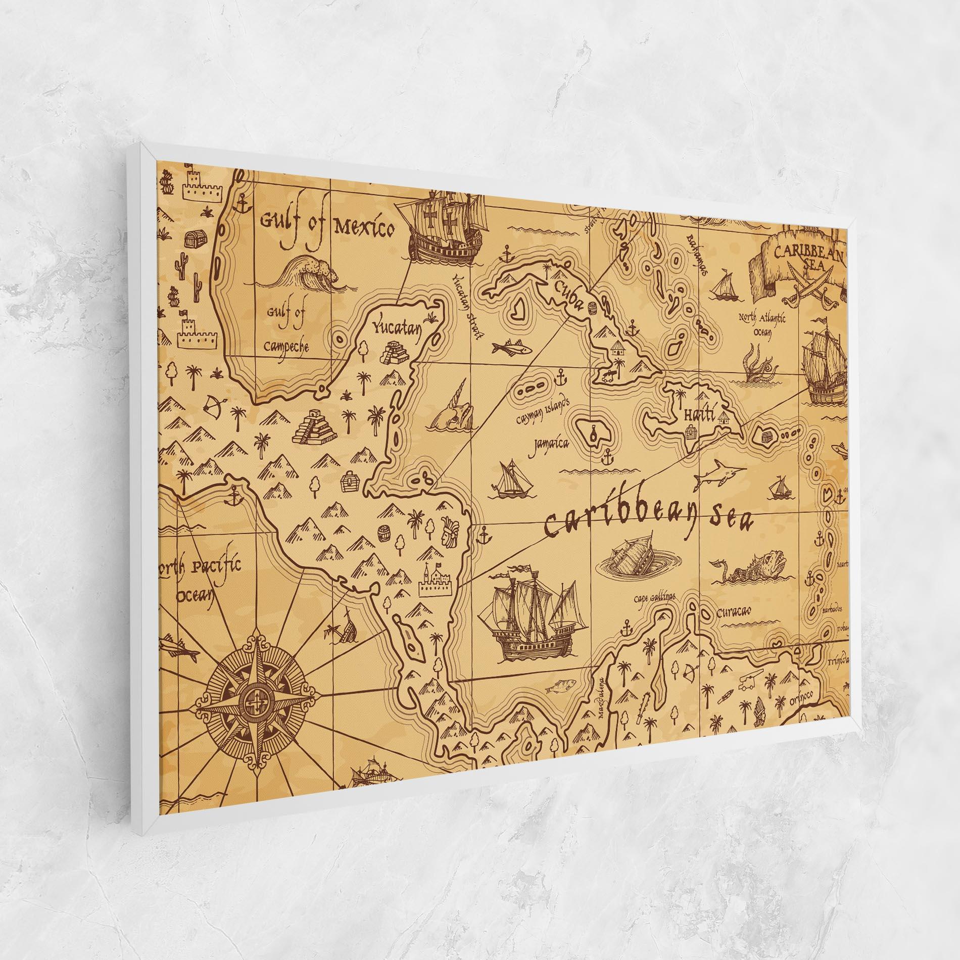Leinwandbild Caribbean Sea Map mockup 1
