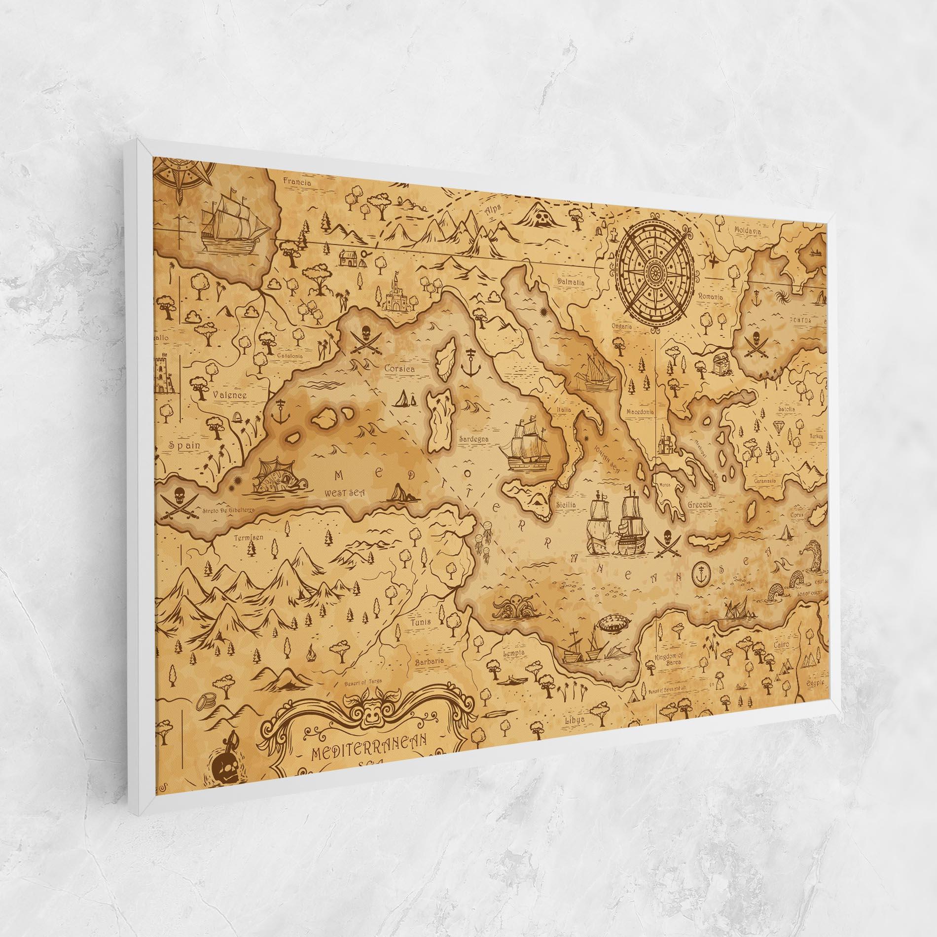 Leinwandbild Cream Brown Map mockup 1