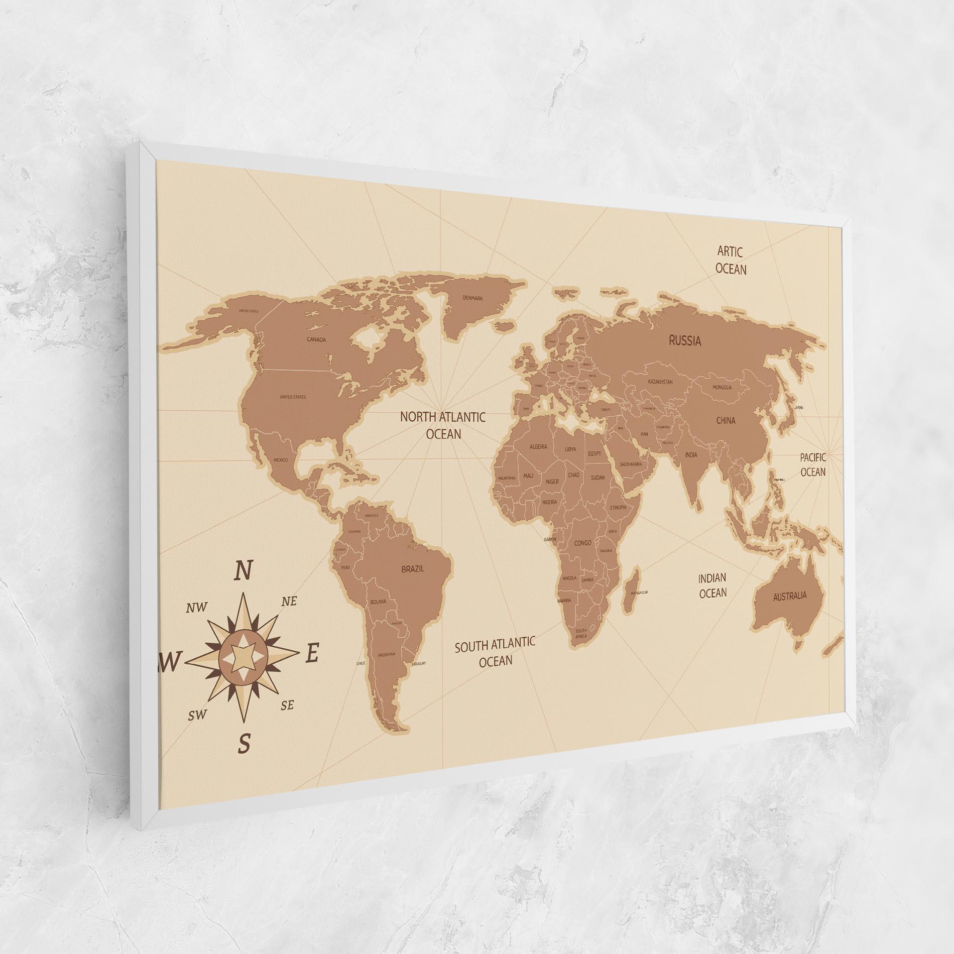 Leinwandbild Cream Map Vintage mockup 1