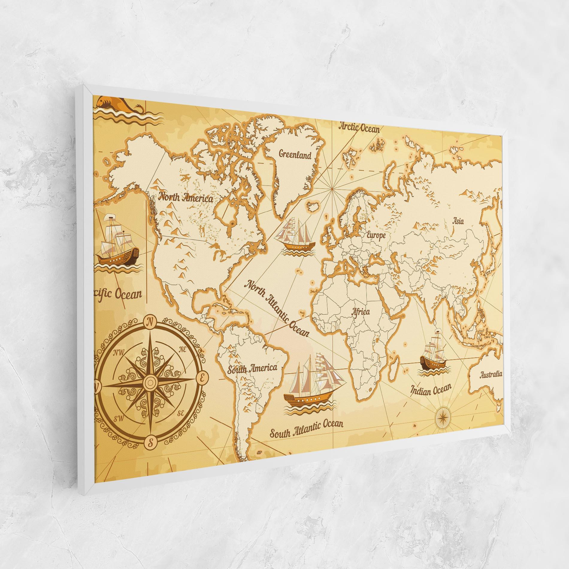 Leinwandbild Gold Old Map mockup 1
