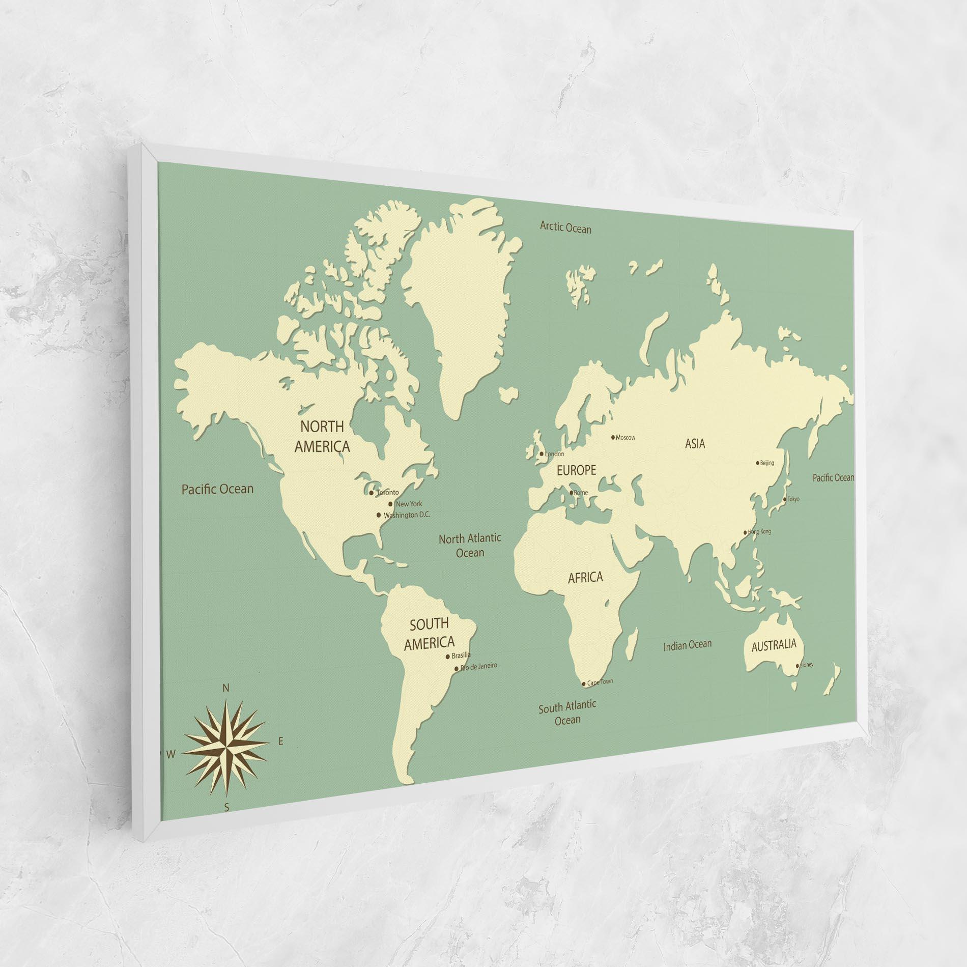 Leinwandbild Green Cream Map mockup 1