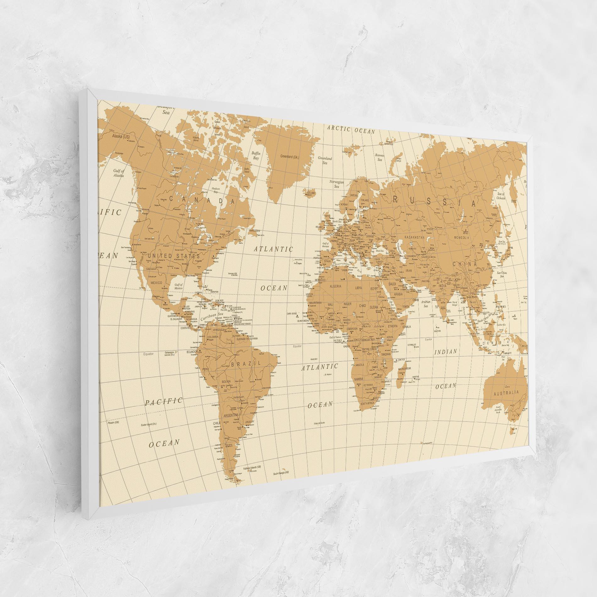 Leinwandbild Old Map Cream mockup 1