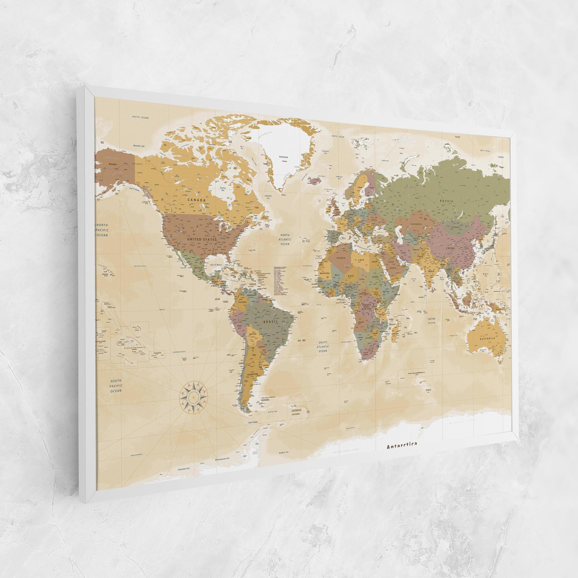Leinwandbild World Map Vintage mockup 1