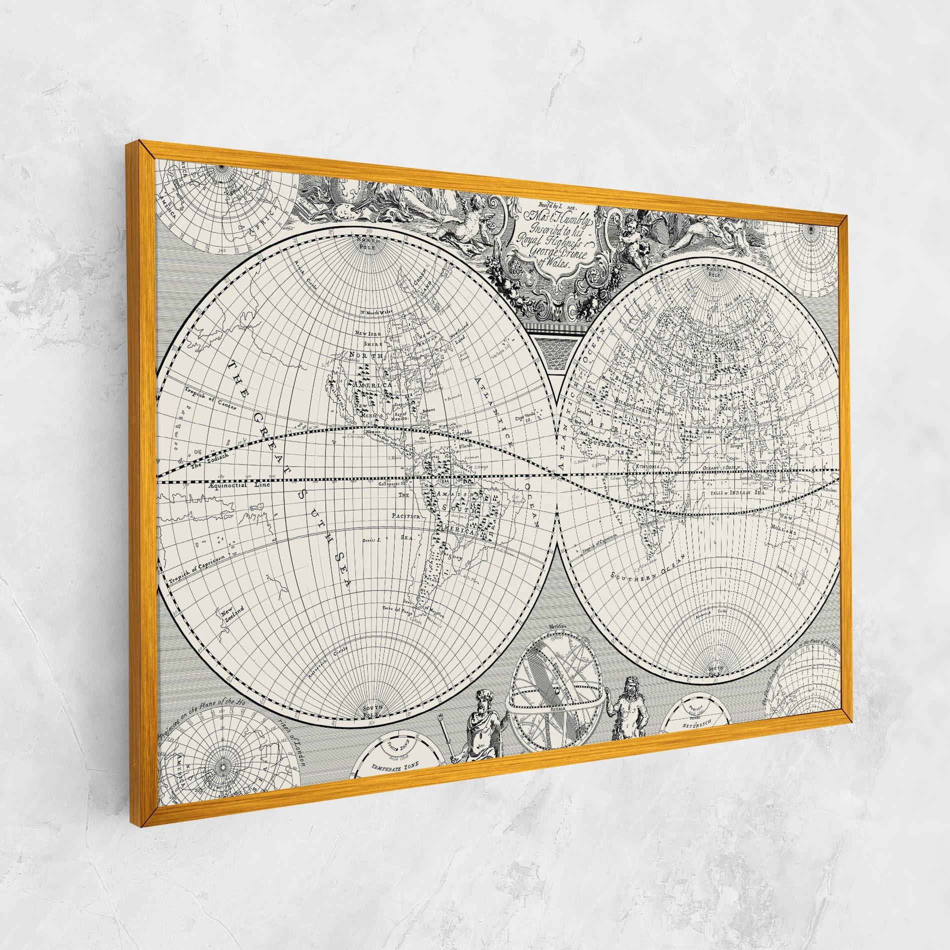 Leinwandbild Black White Map mockup 1