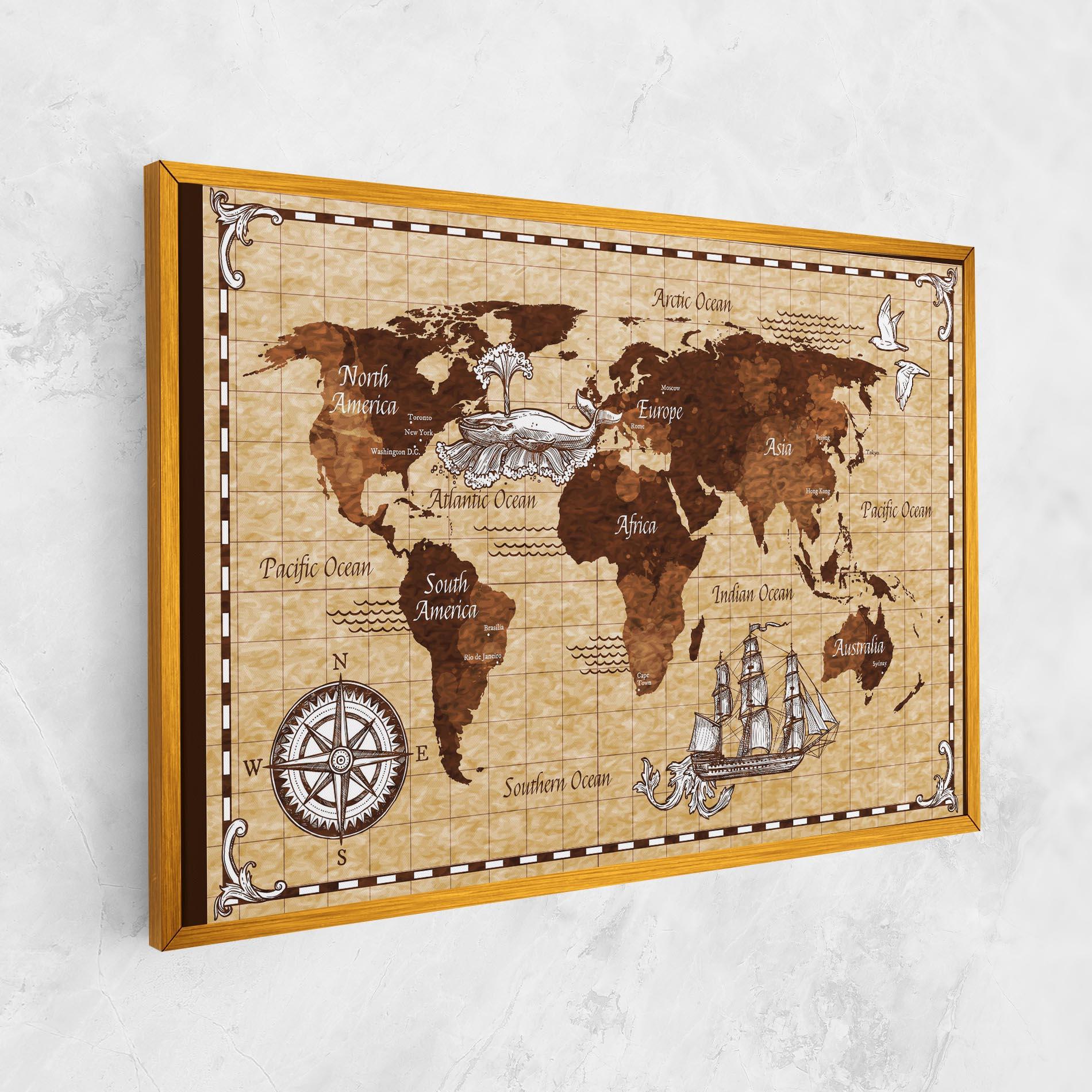 Leinwandbild Brown Old Map mockup 1