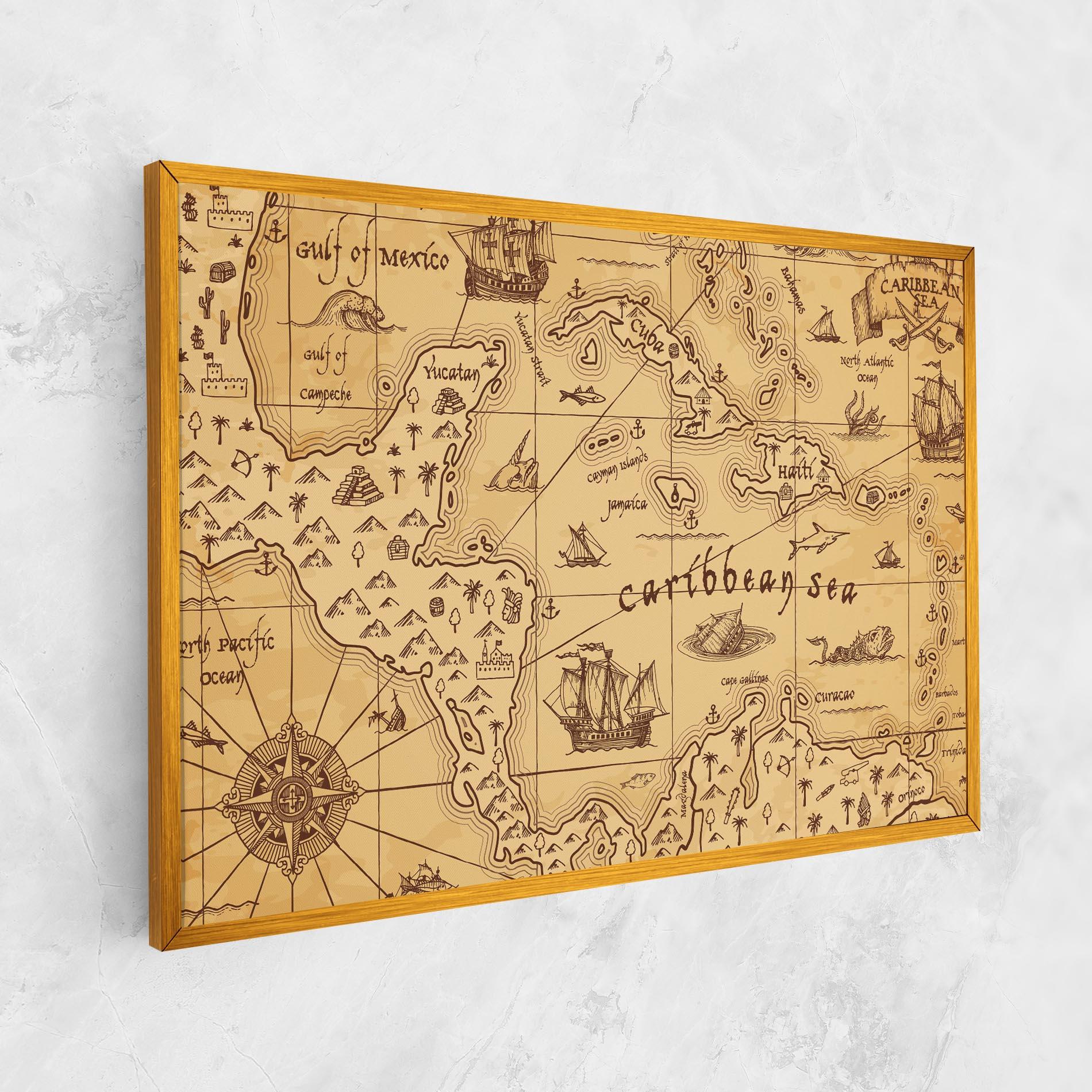 Leinwandbild Caribbean Sea Map mockup 1