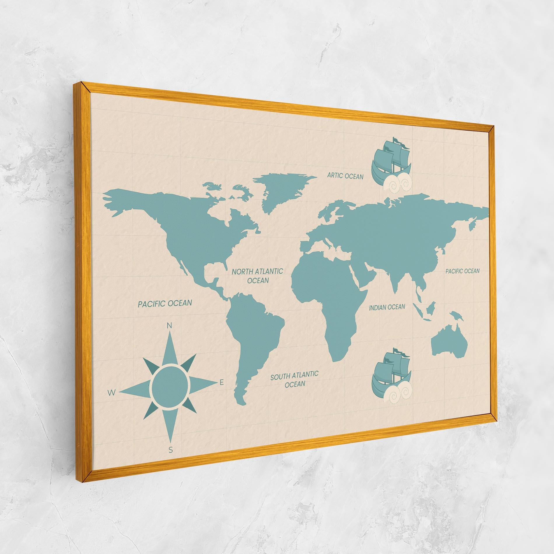 Leinwandbild Cream Blue Map mockup 1
