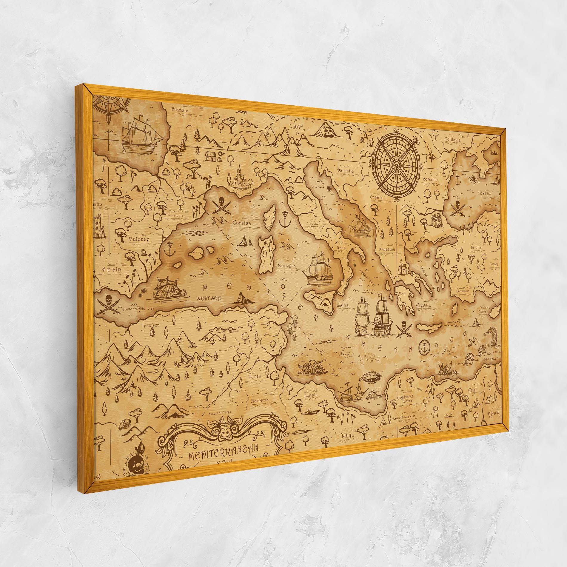 Leinwandbild Cream Brown Map mockup 1