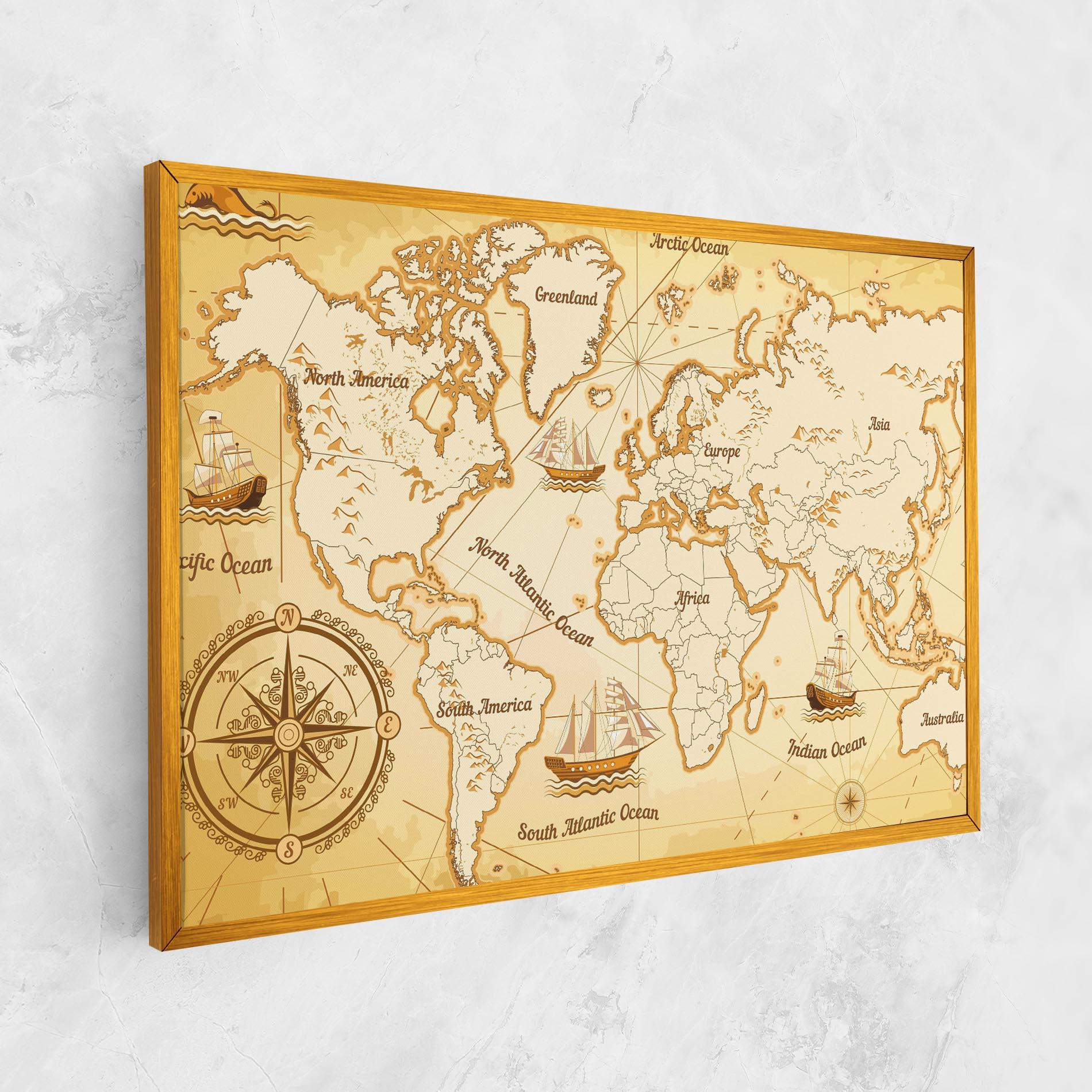 Leinwandbild Gold Old Map mockup 1
