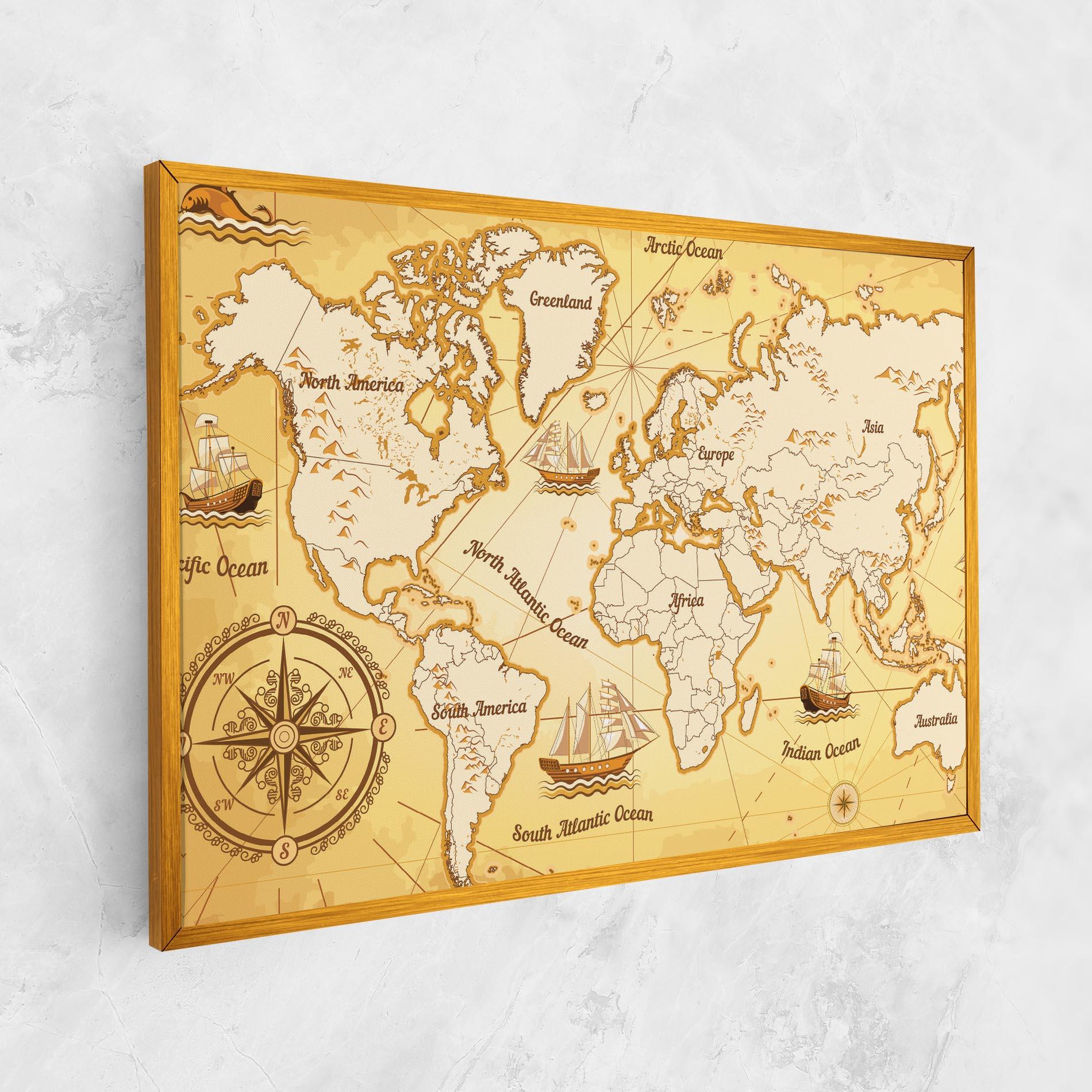 Leinwandbild Gold Vintage Map mockup 1