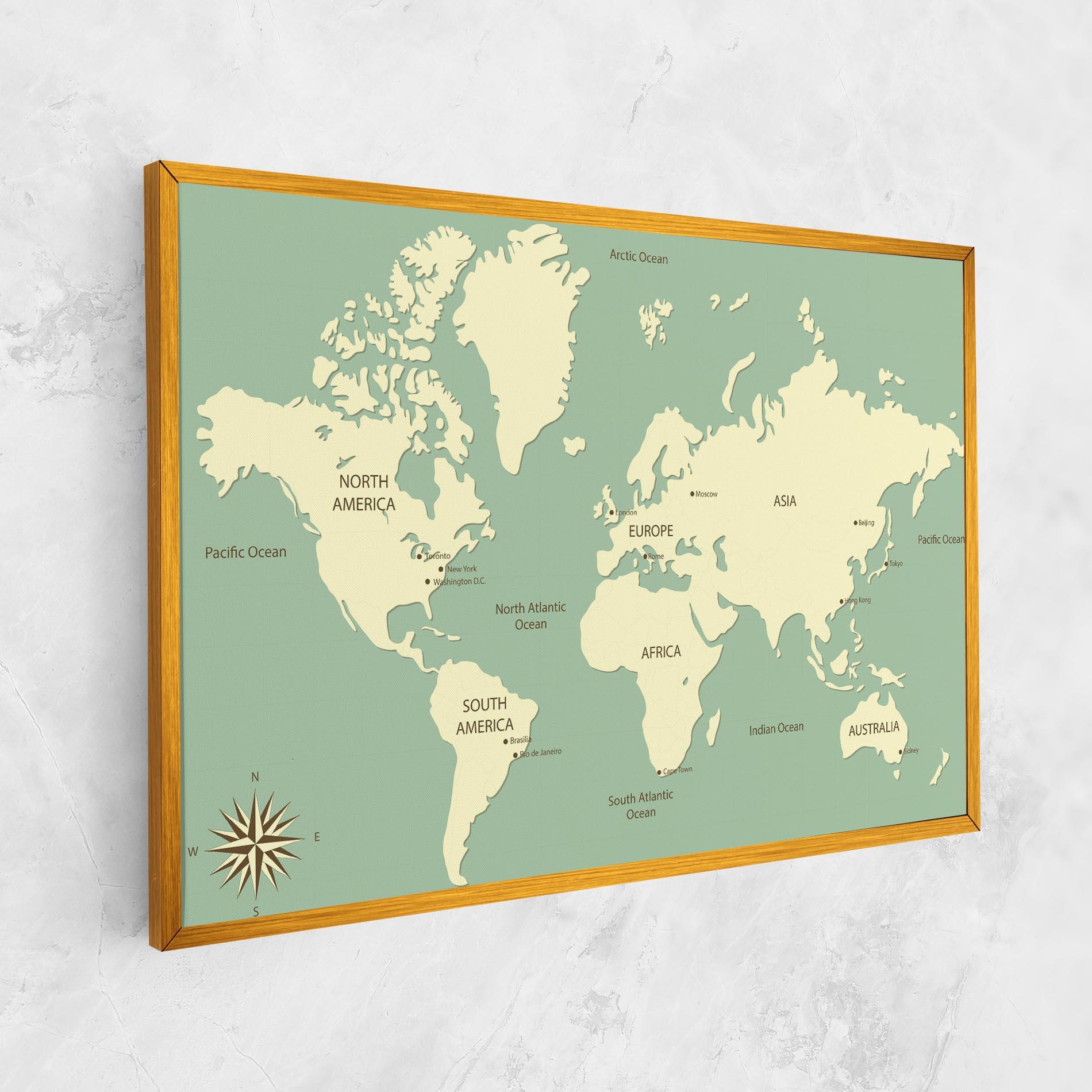 Leinwandbild Green Cream Map mockup 1