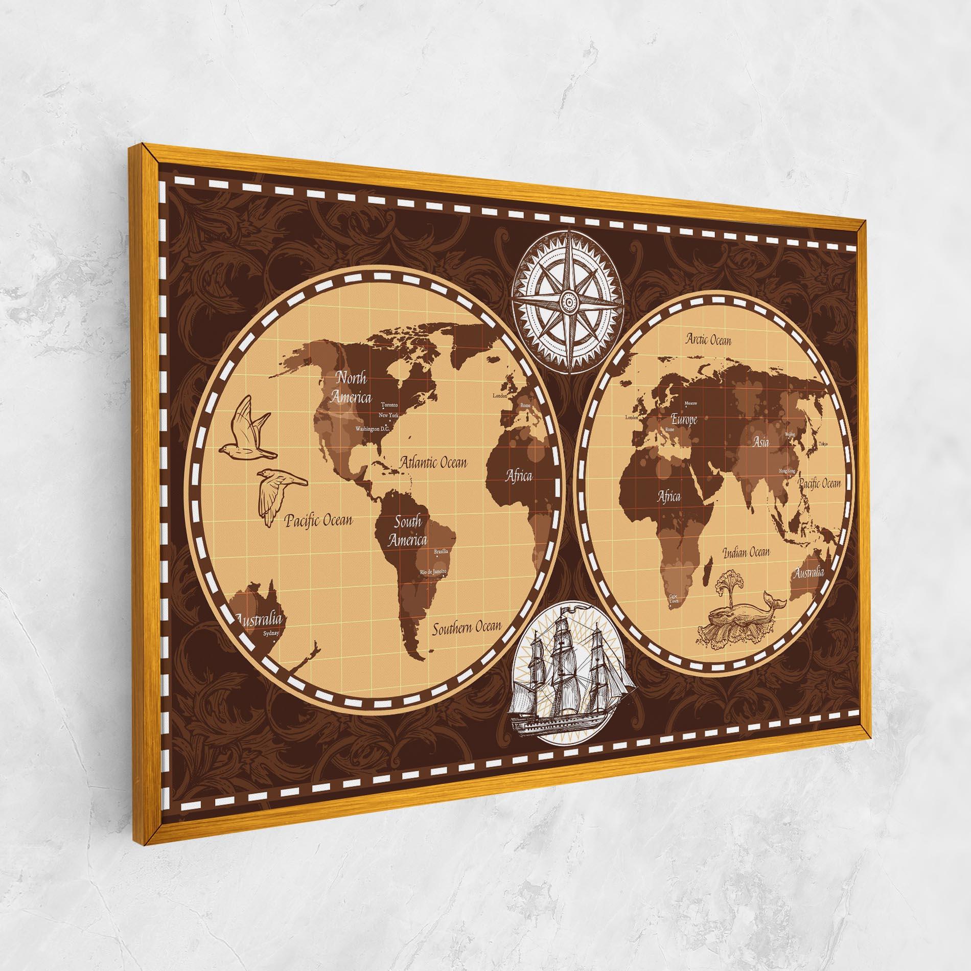 Leinwandbild Old Brown Map mockup 1