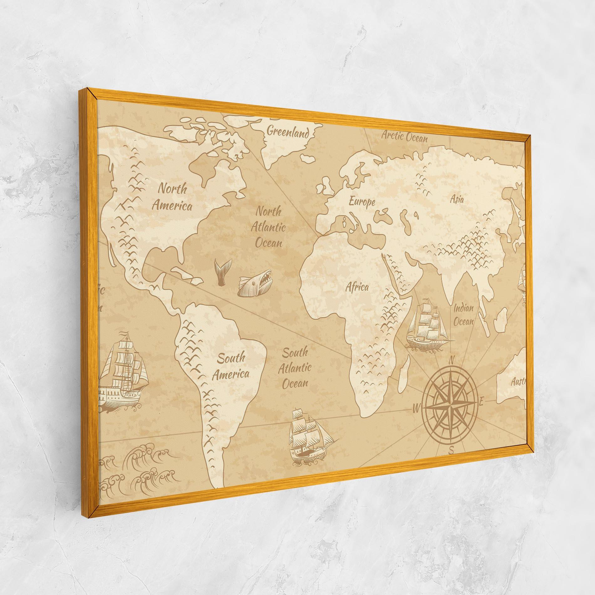 Leinwandbild Old Continents Map mockup 1