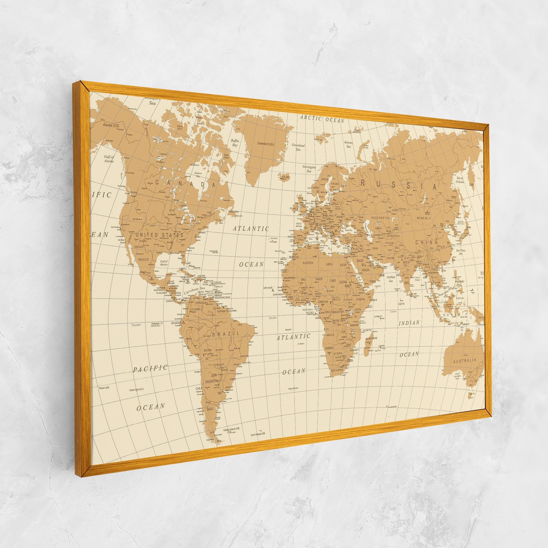 Leinwandbild Old Map Cream mockup 1