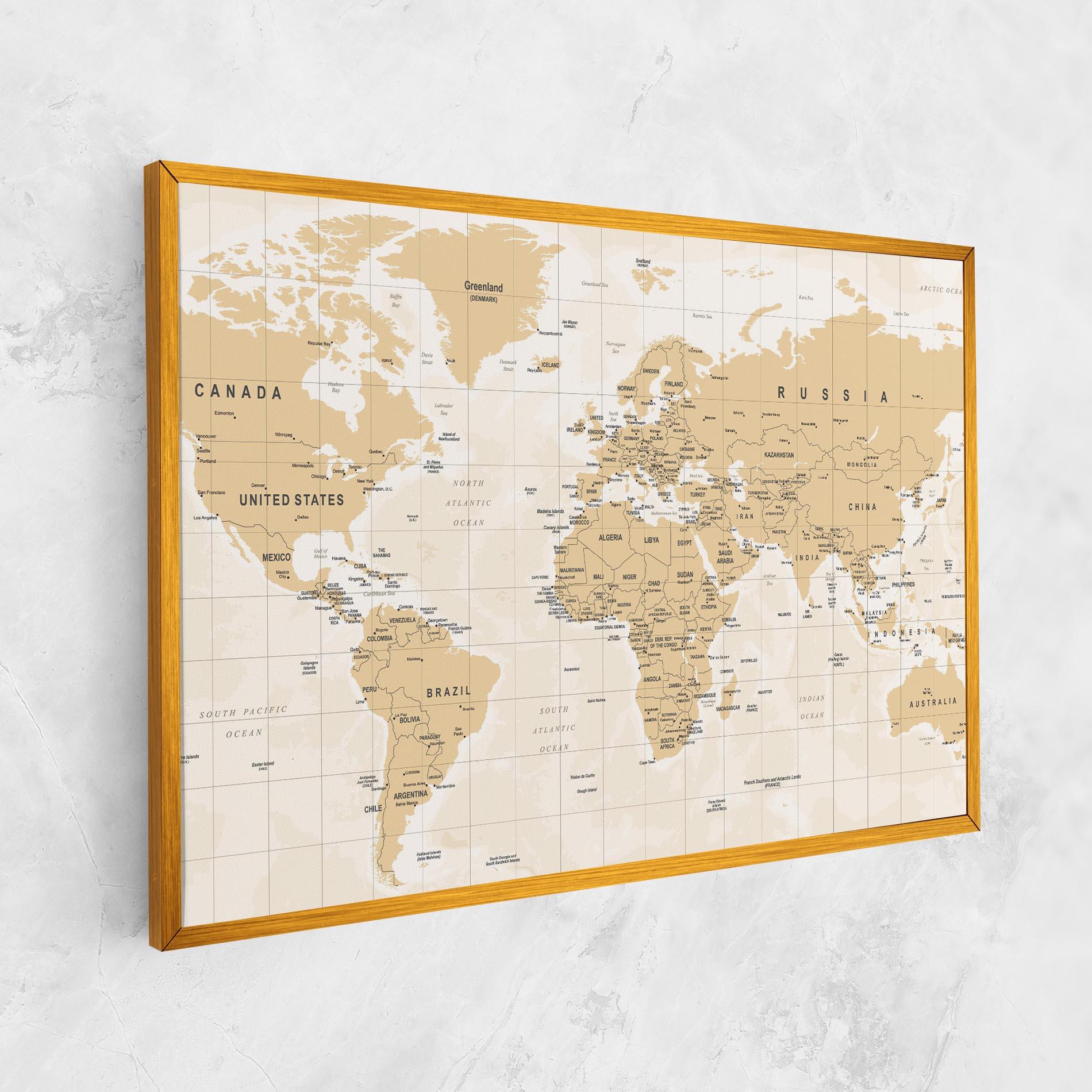Leinwandbild World Old Map mockup 1