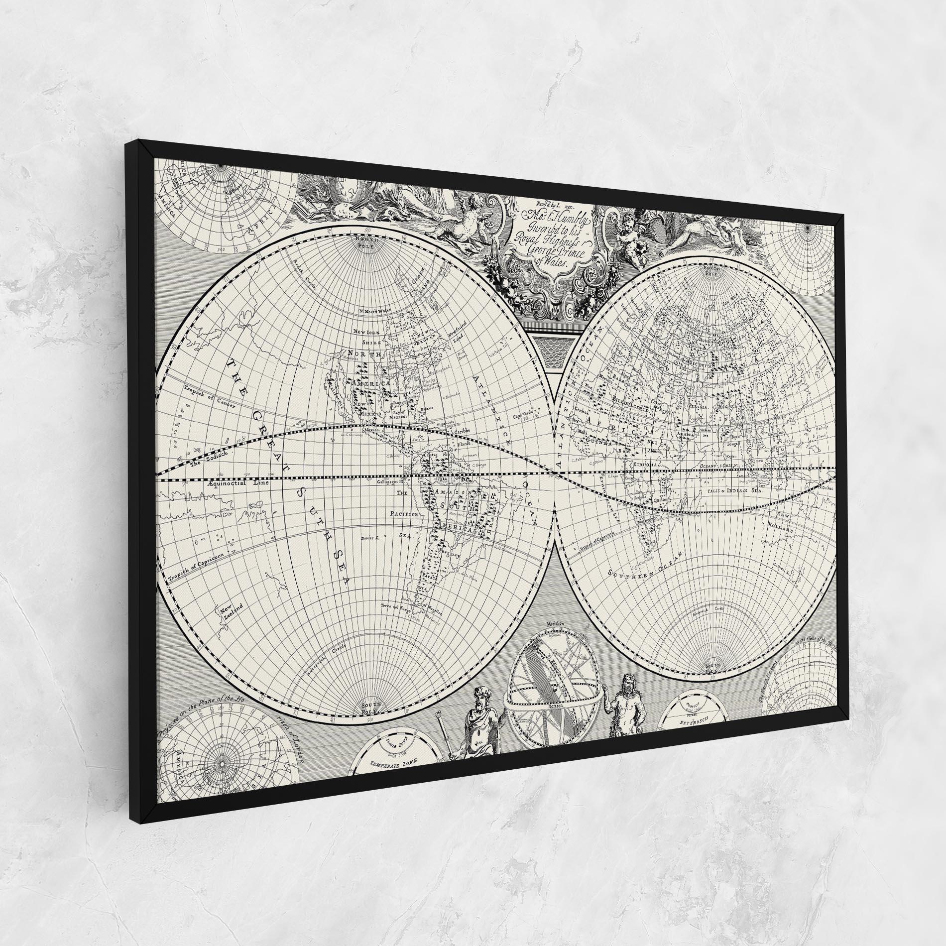 Leinwandbild Black White Map mockup 1