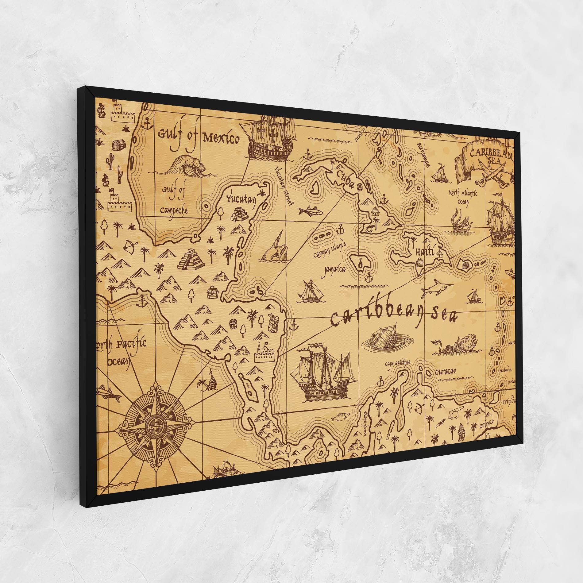 Leinwandbild Caribbean Sea Map mockup 1