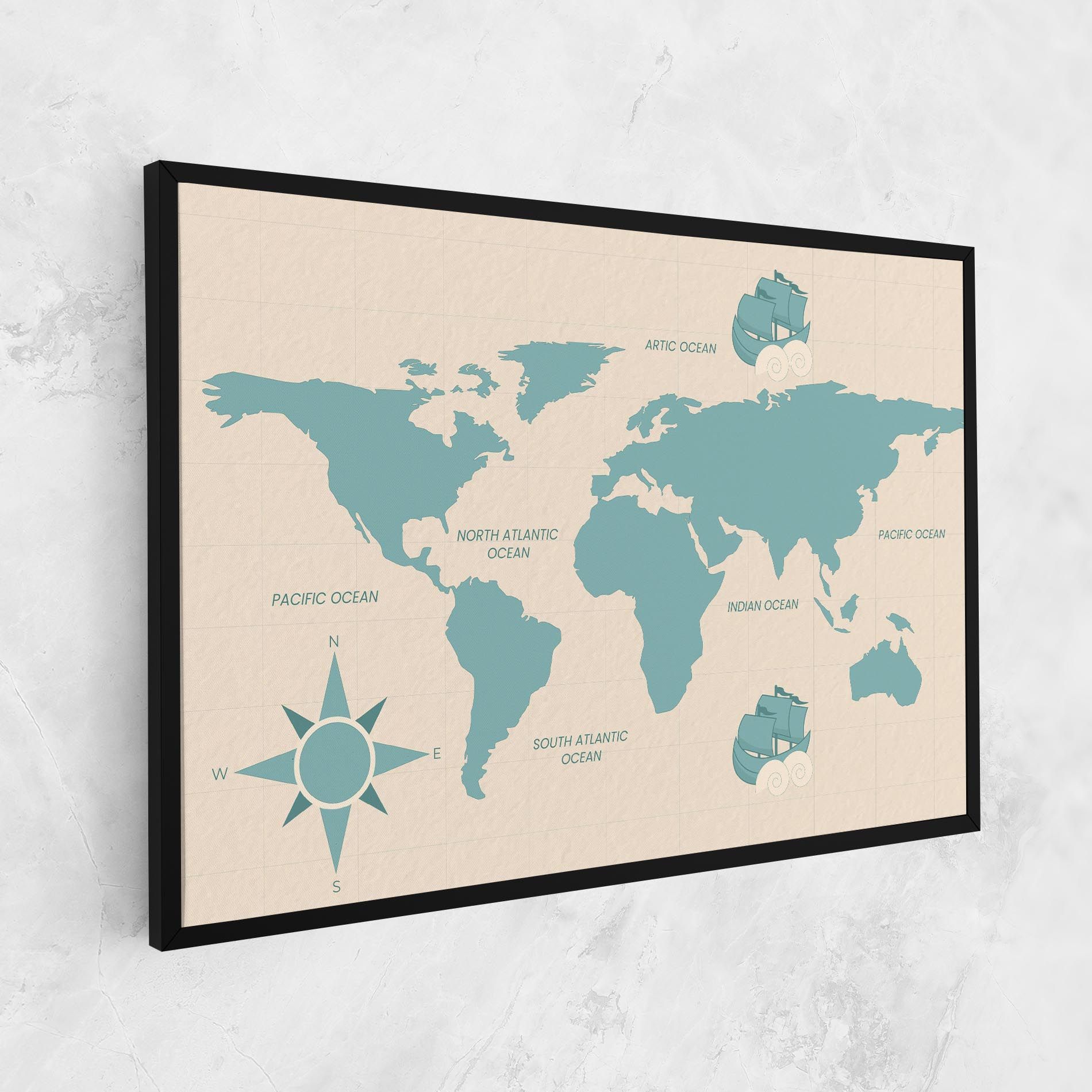 Cream Blue Map mockup 1
