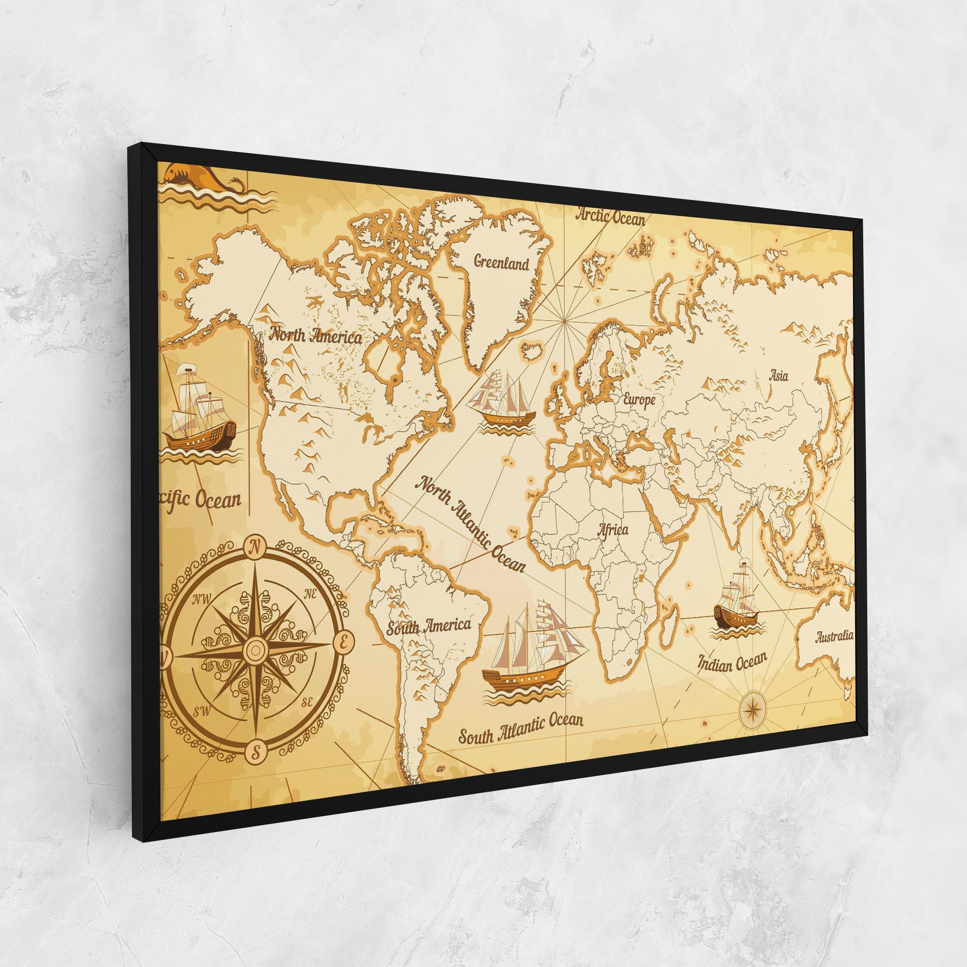 Leinwandbild Gold Old Map mockup 1