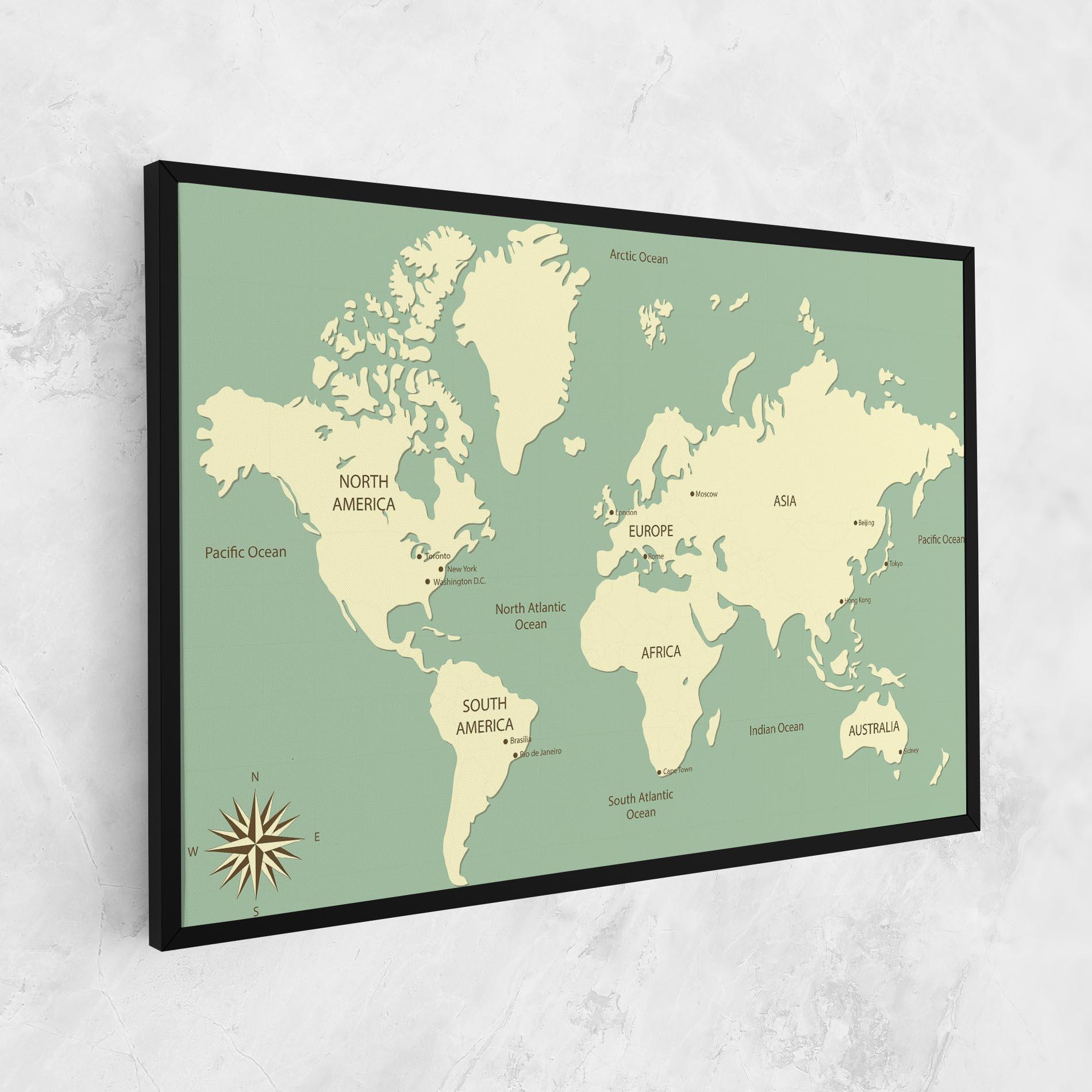 Leinwandbild Green Cream Map mockup 1