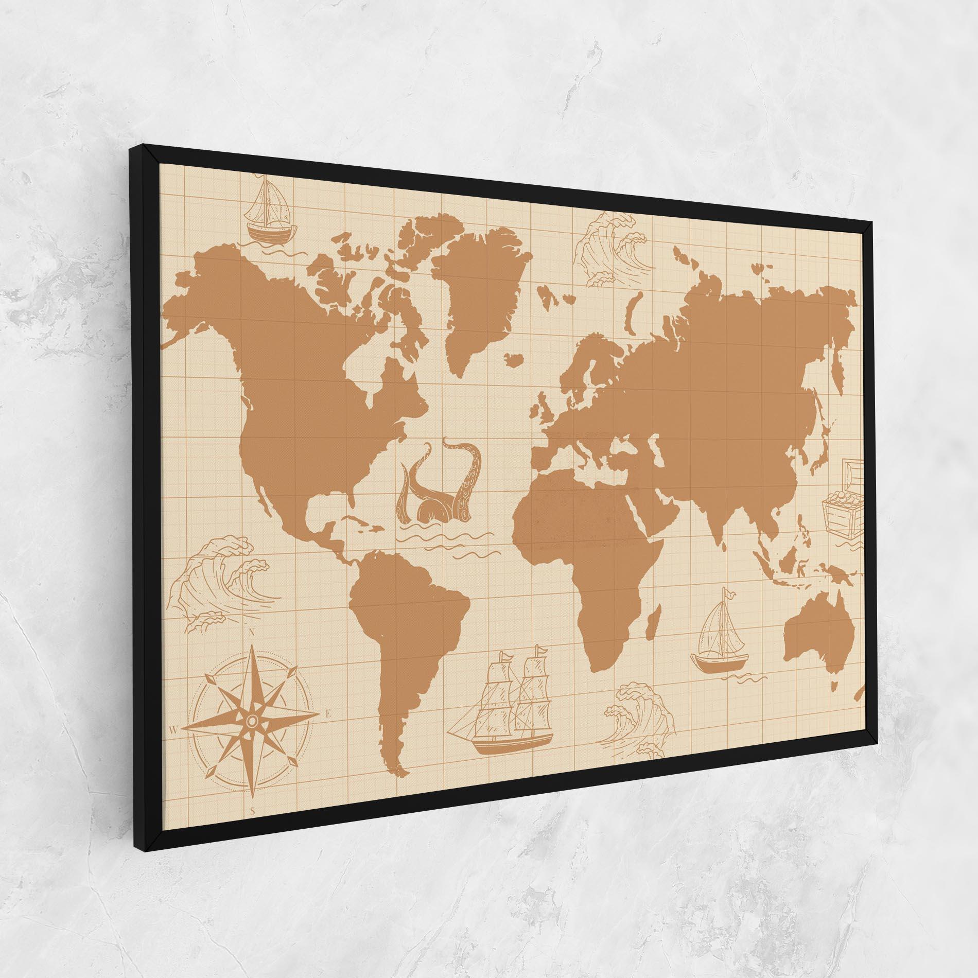 Leinwandbild Light Cream Map mockup 1