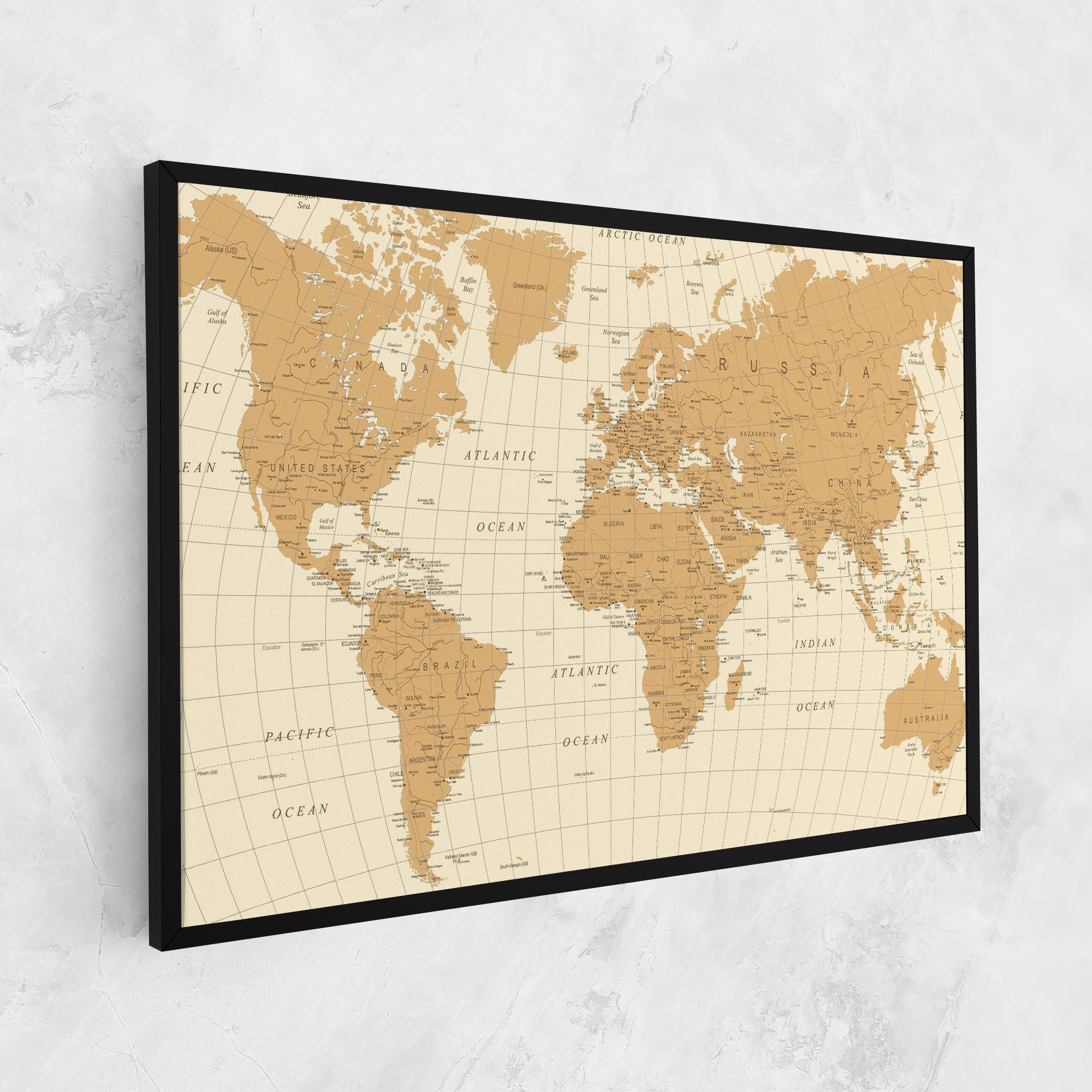 Leinwandbild Old Map Cream mockup 1
