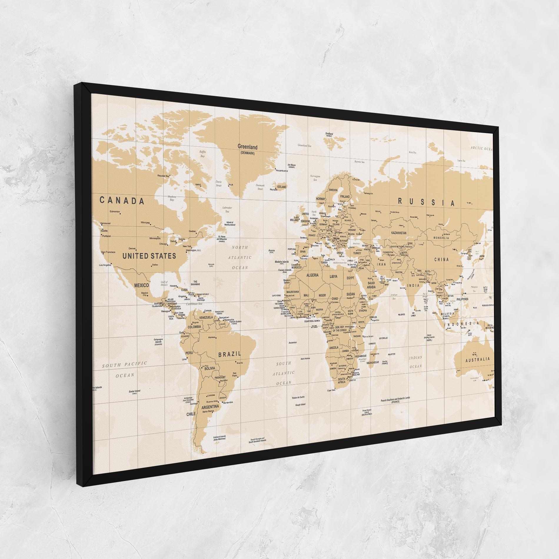 Leinwandbild World Old Map mockup 1