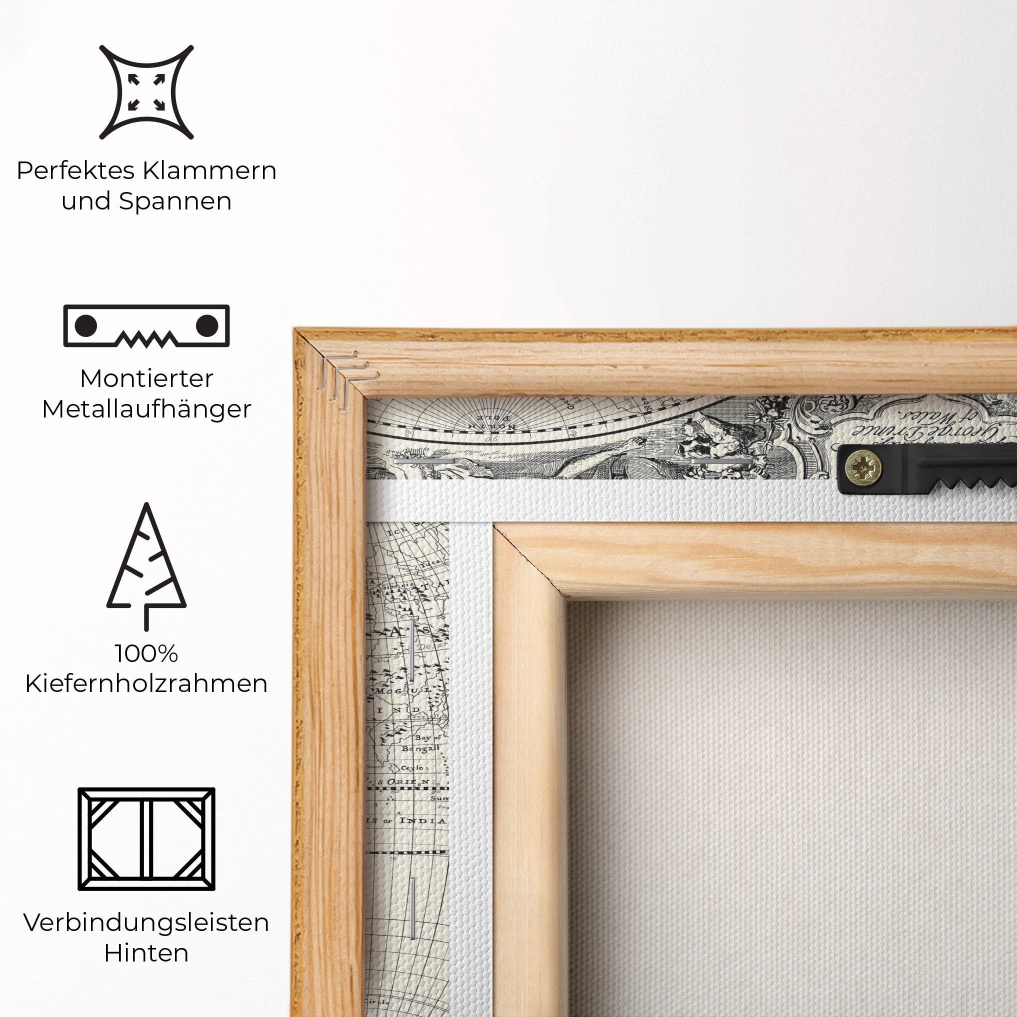 Leinwandbild Black White Map mockup 5